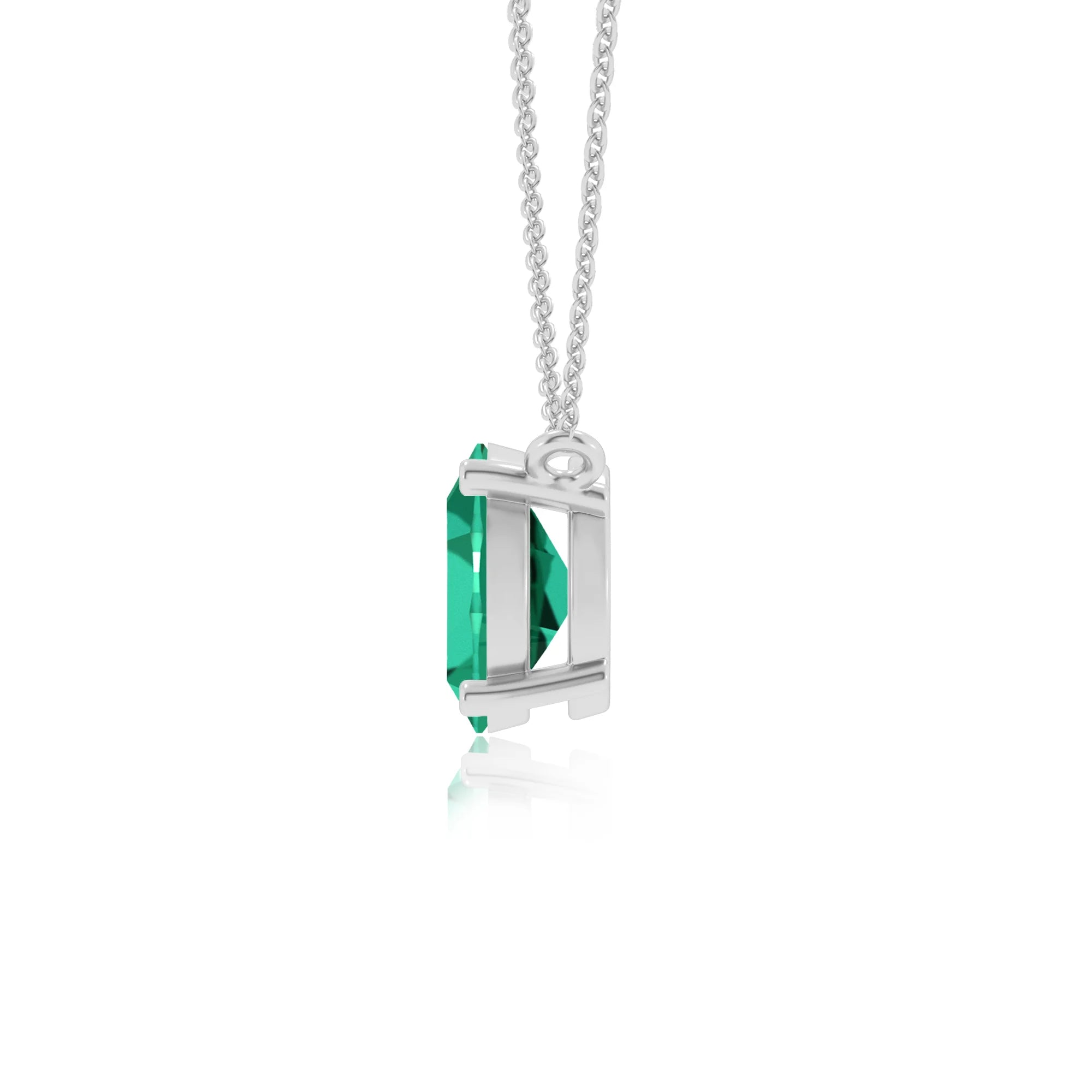 lab grown emerald oval solitaire necklaces in sterling silver