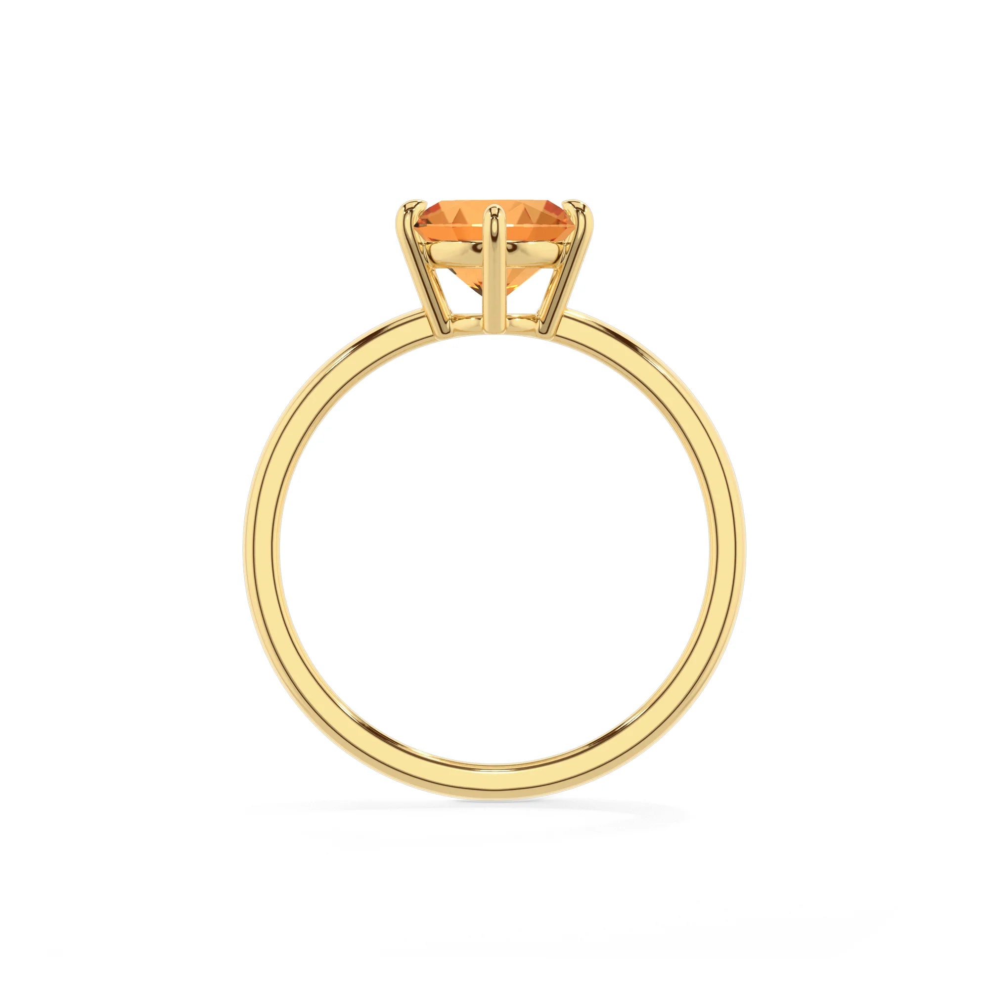 lab grown citrine oval solitaire rings in yellow gold