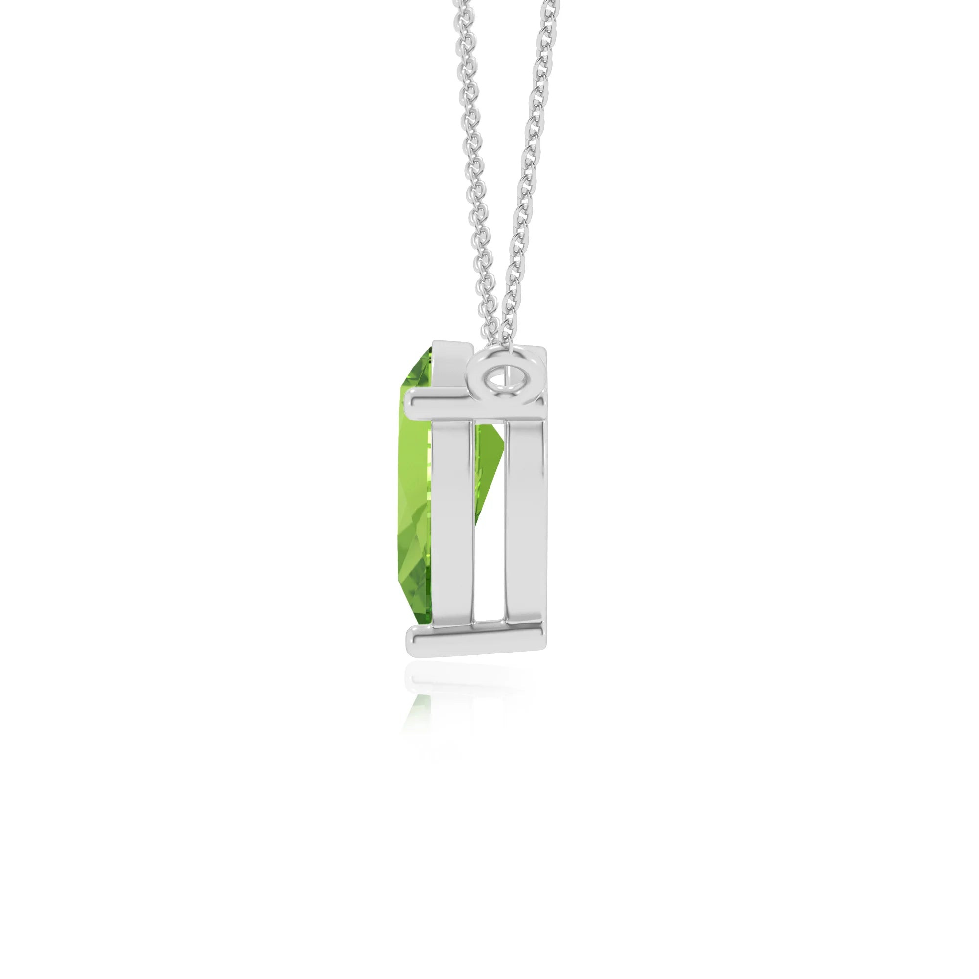 natural peridot pear solitaire necklaces in white gold
