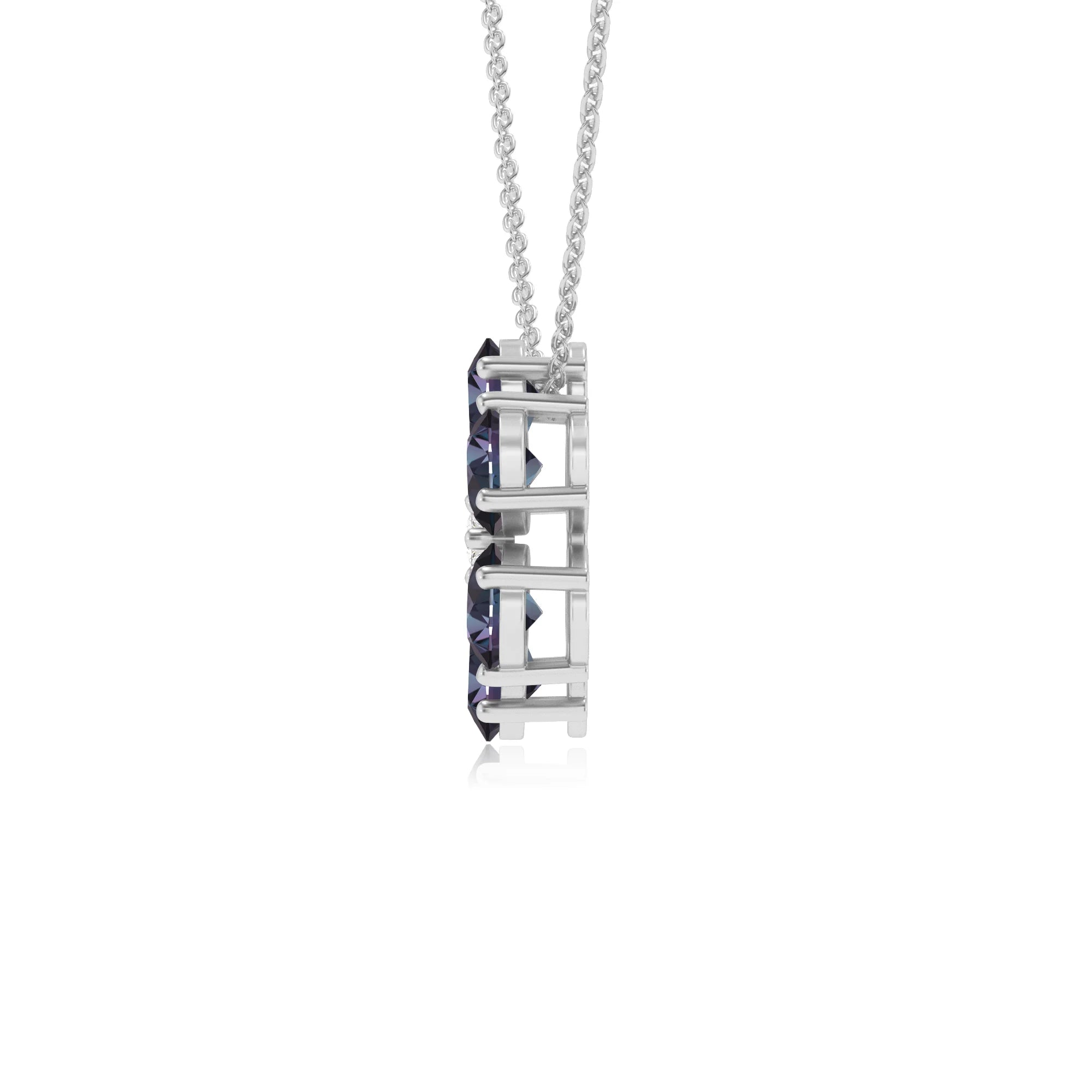 lab grown alexandrite pear solitaire necklaces in white gold