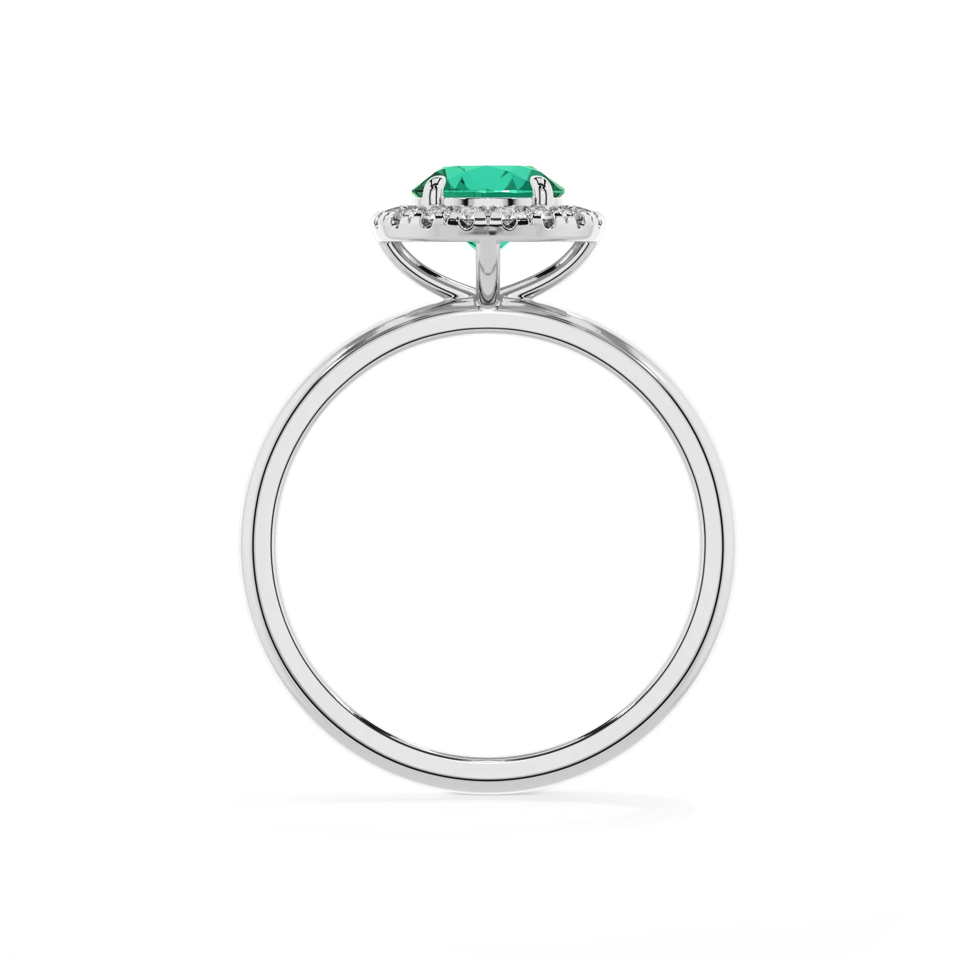 lab grown emerald round solitaire rings in sterling silver