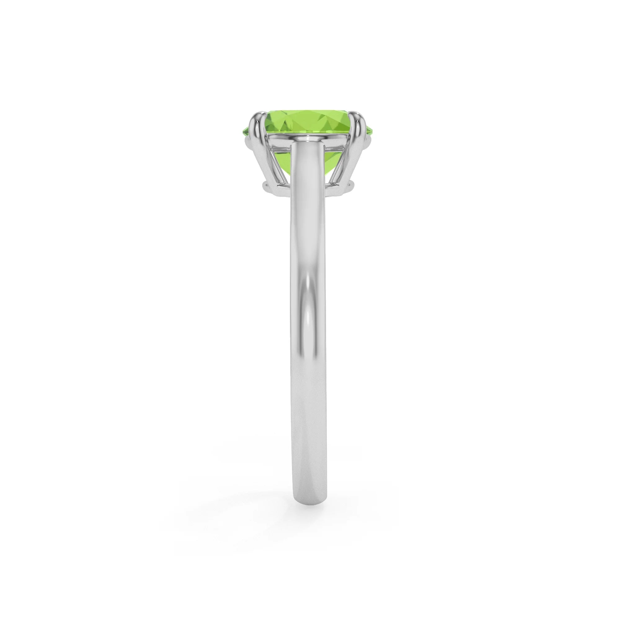 natural peridot round solitaire rings in platinum