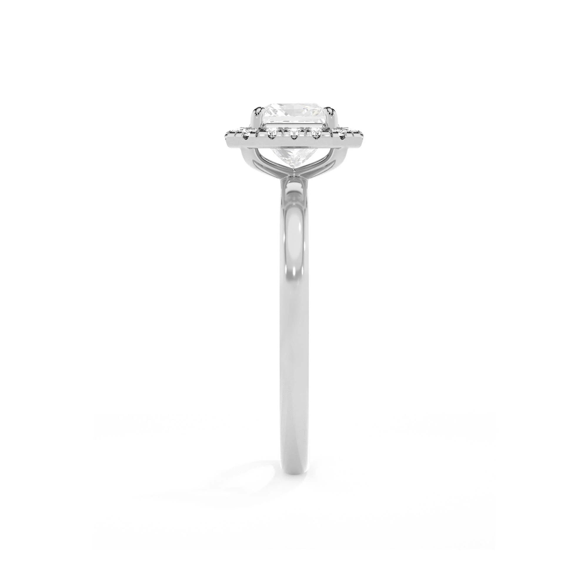 lab grown moissanite asscher solitaire rings in white gold