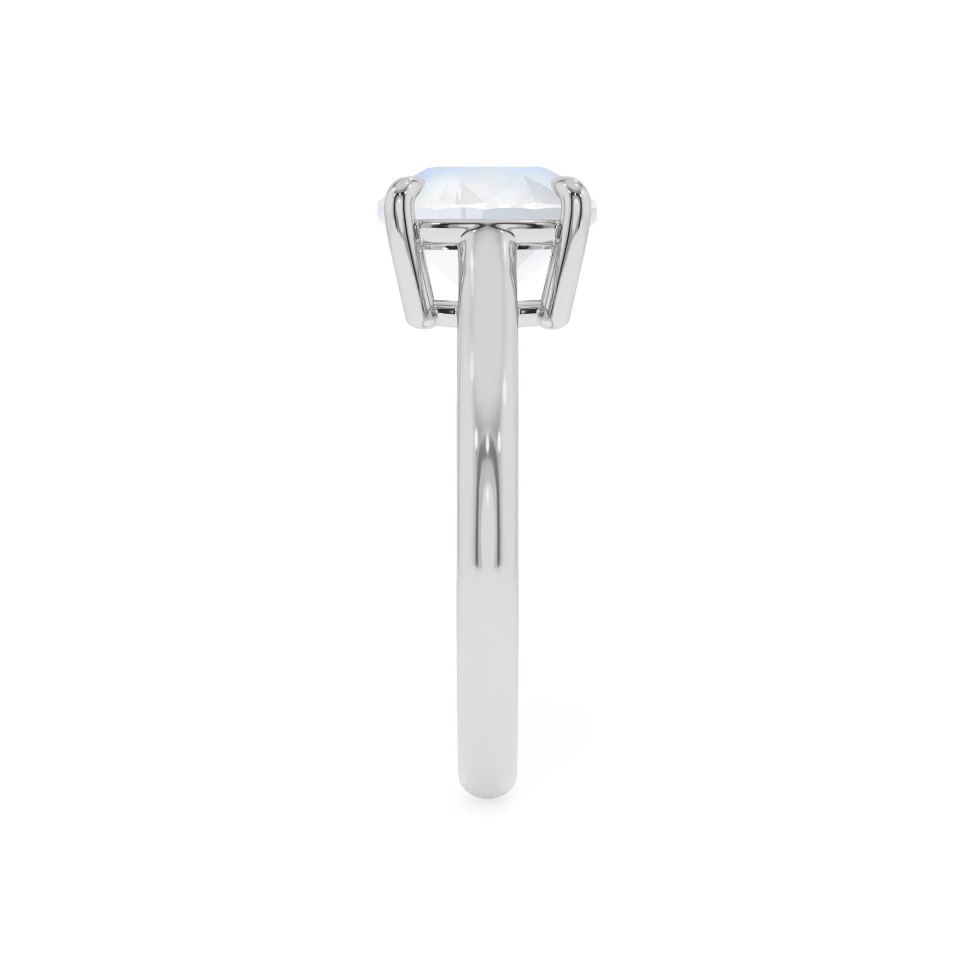 natural rainbow-moonstone cushion solitaire rings in white gold