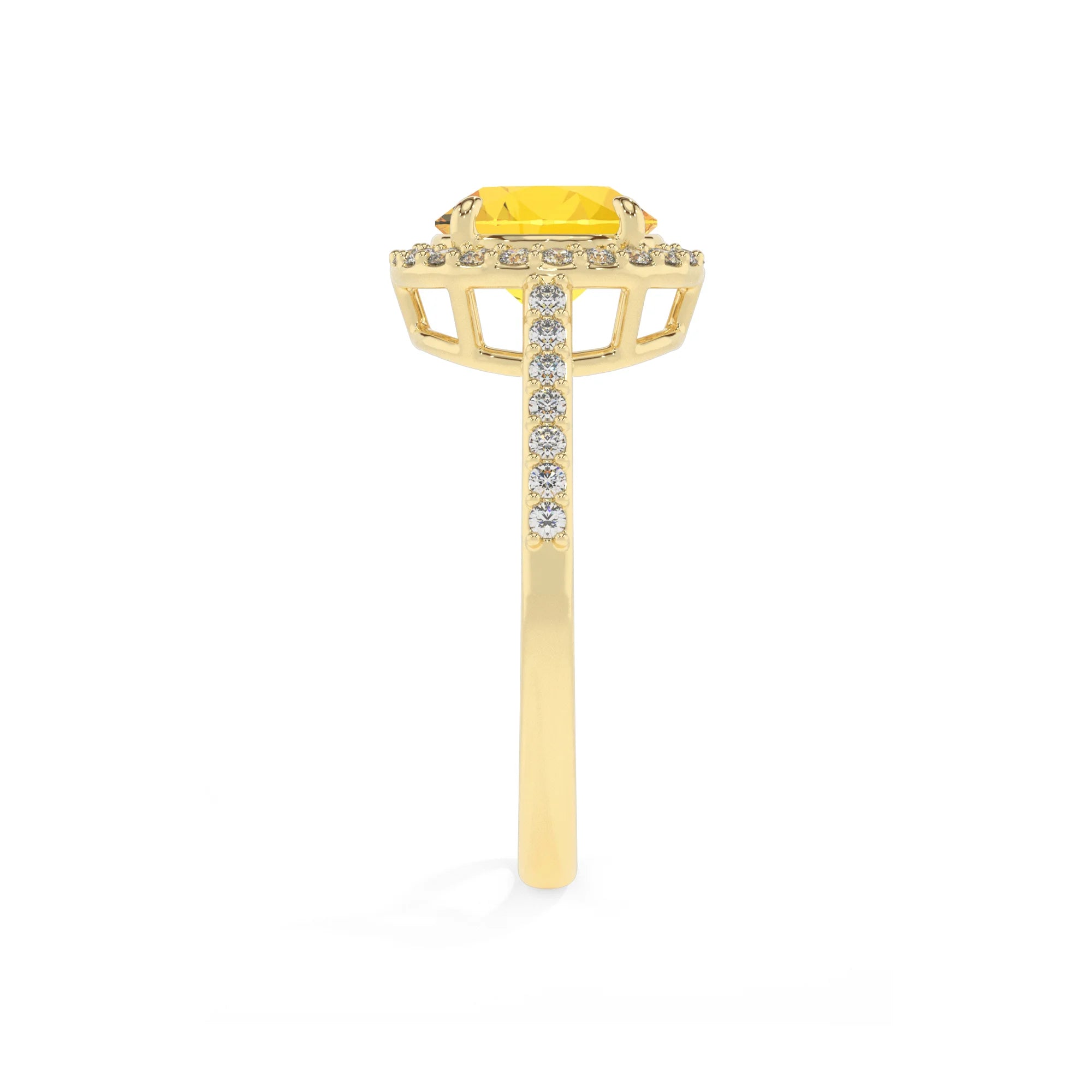lab grown yellow-sapphire round solitaire rings in yellow gold