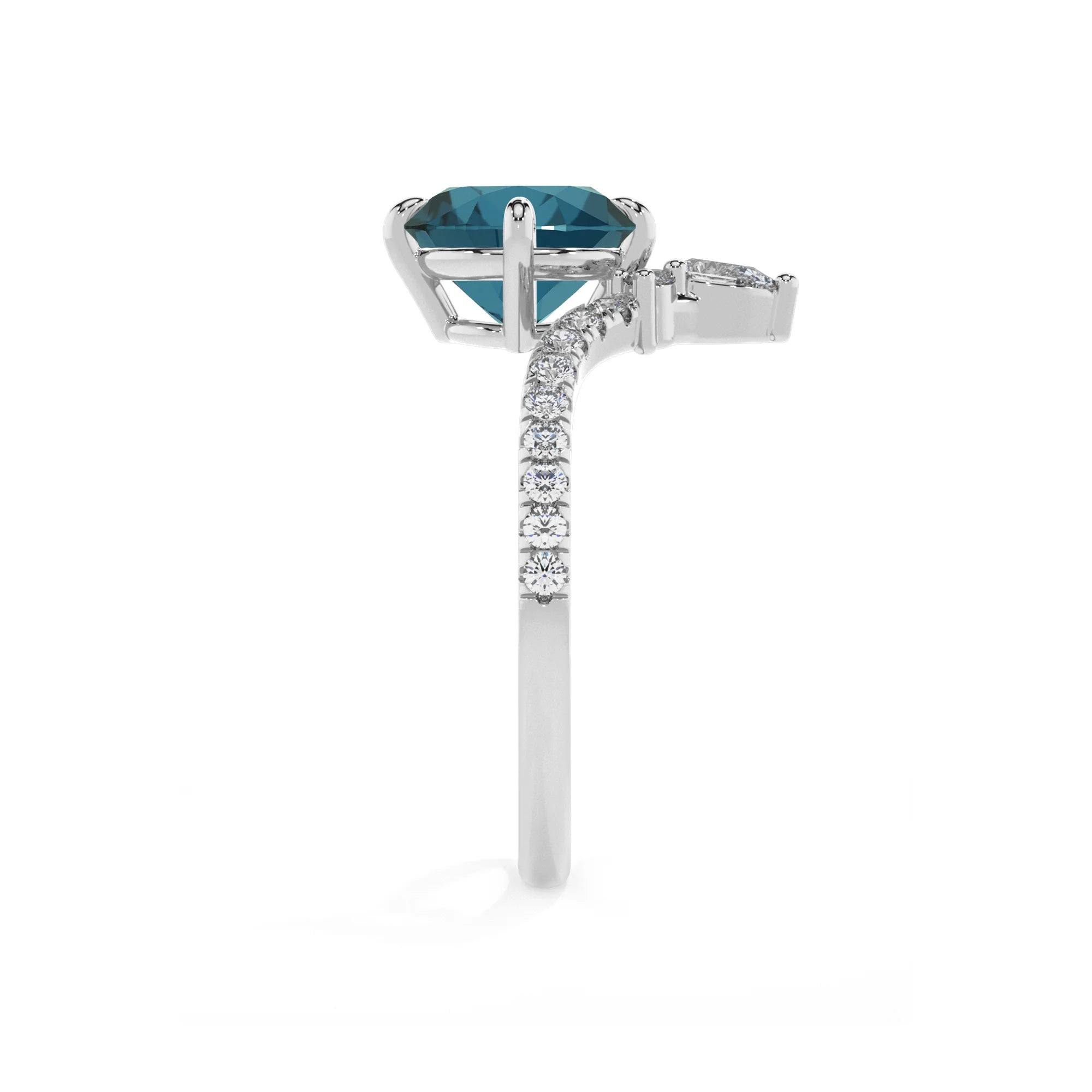 natural london-blue-topaz round solitaire rings in white gold