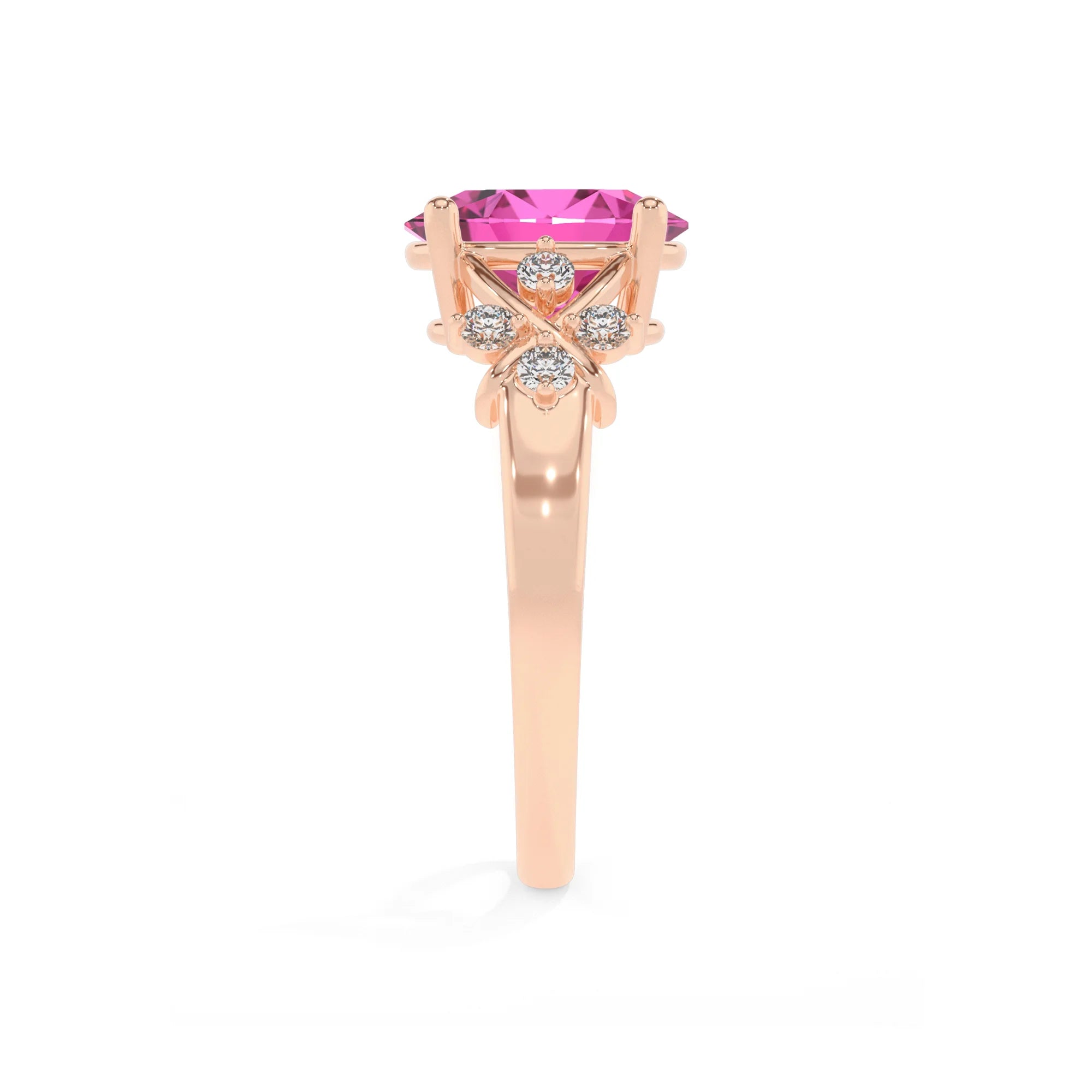 lab grown pink-sapphire oval solitaire rings in rose gold