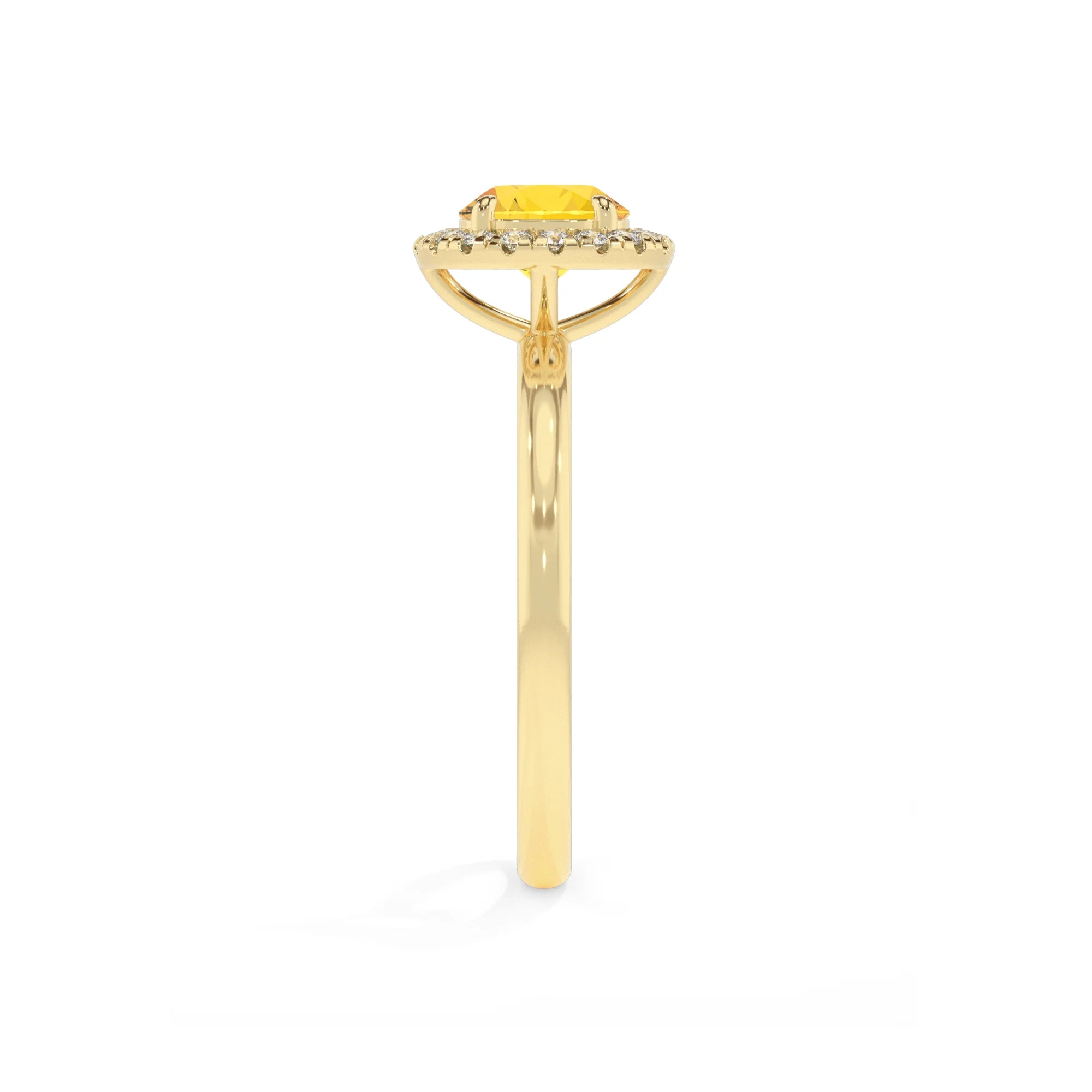 lab grown yellow-sapphire round solitaire rings in yellow gold