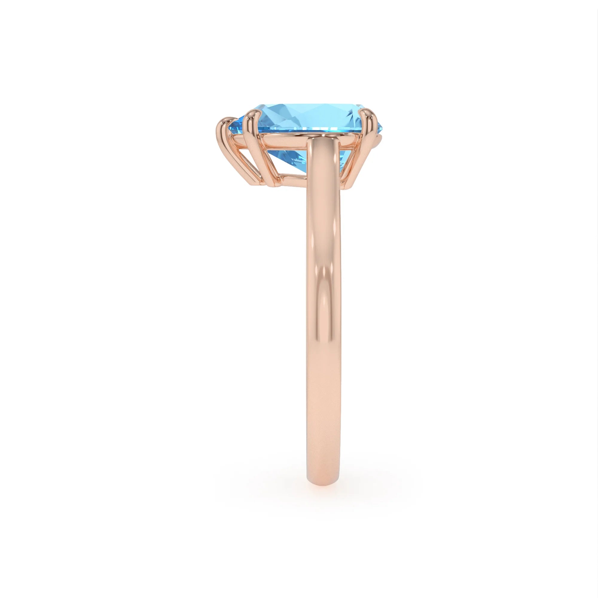 natural swiss-blue-topaz pear solitaire rings in rose gold
