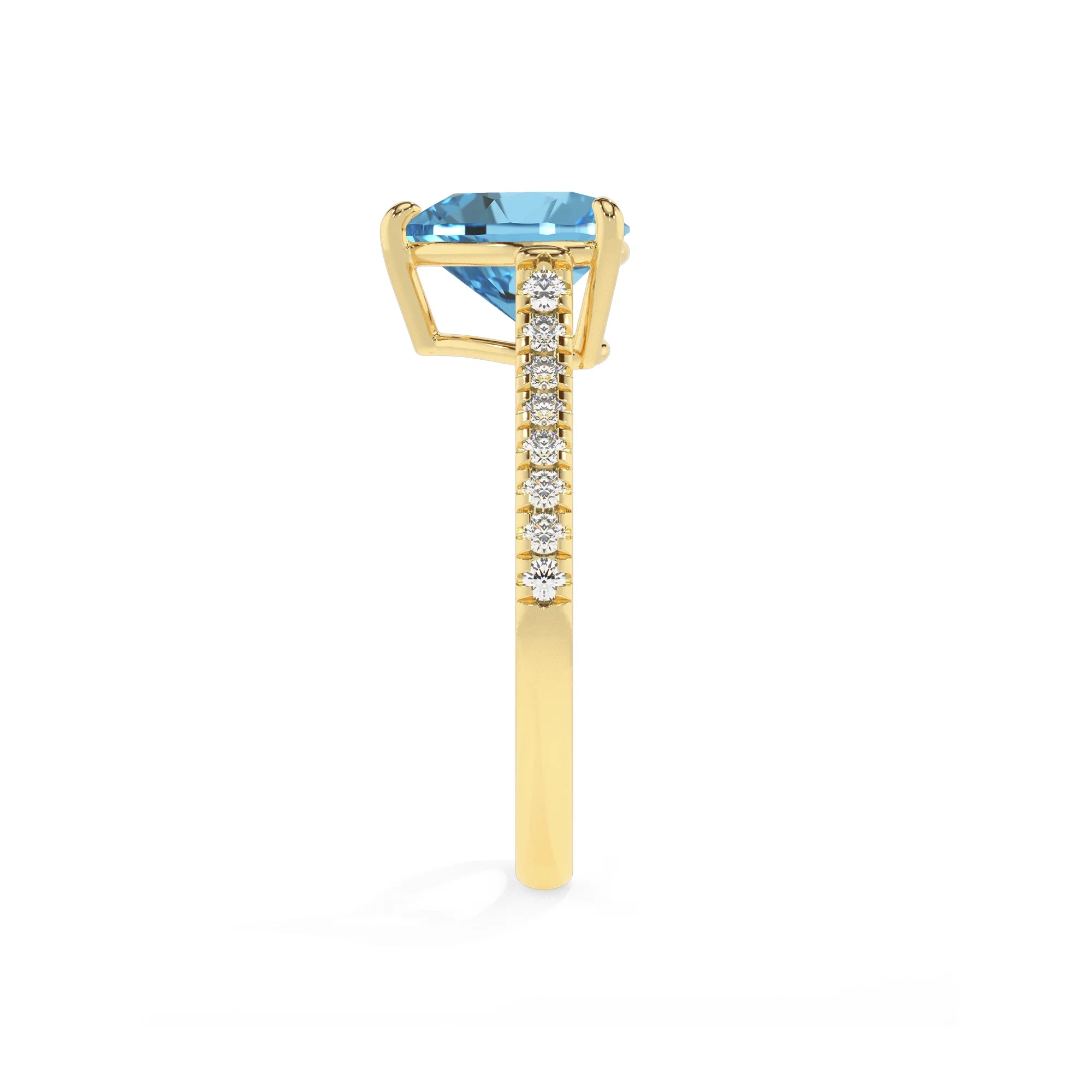 natural swiss-blue-topaz heart half eternity solitaire engagement rings in yellow gold