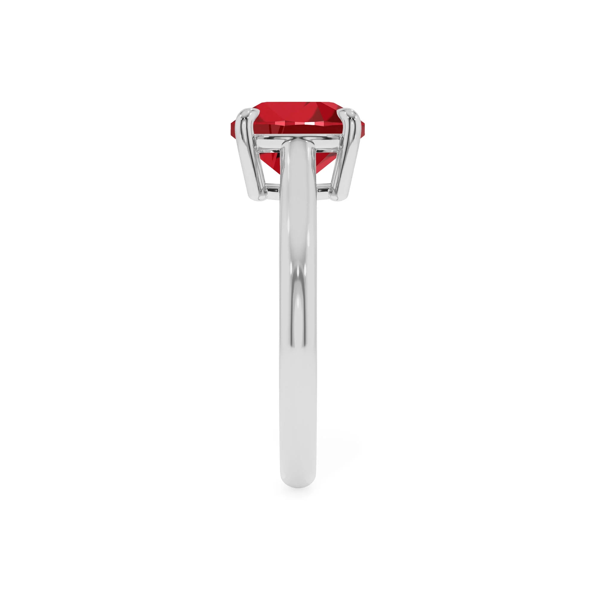 lab grown ruby cushion solitaire rings in platinum