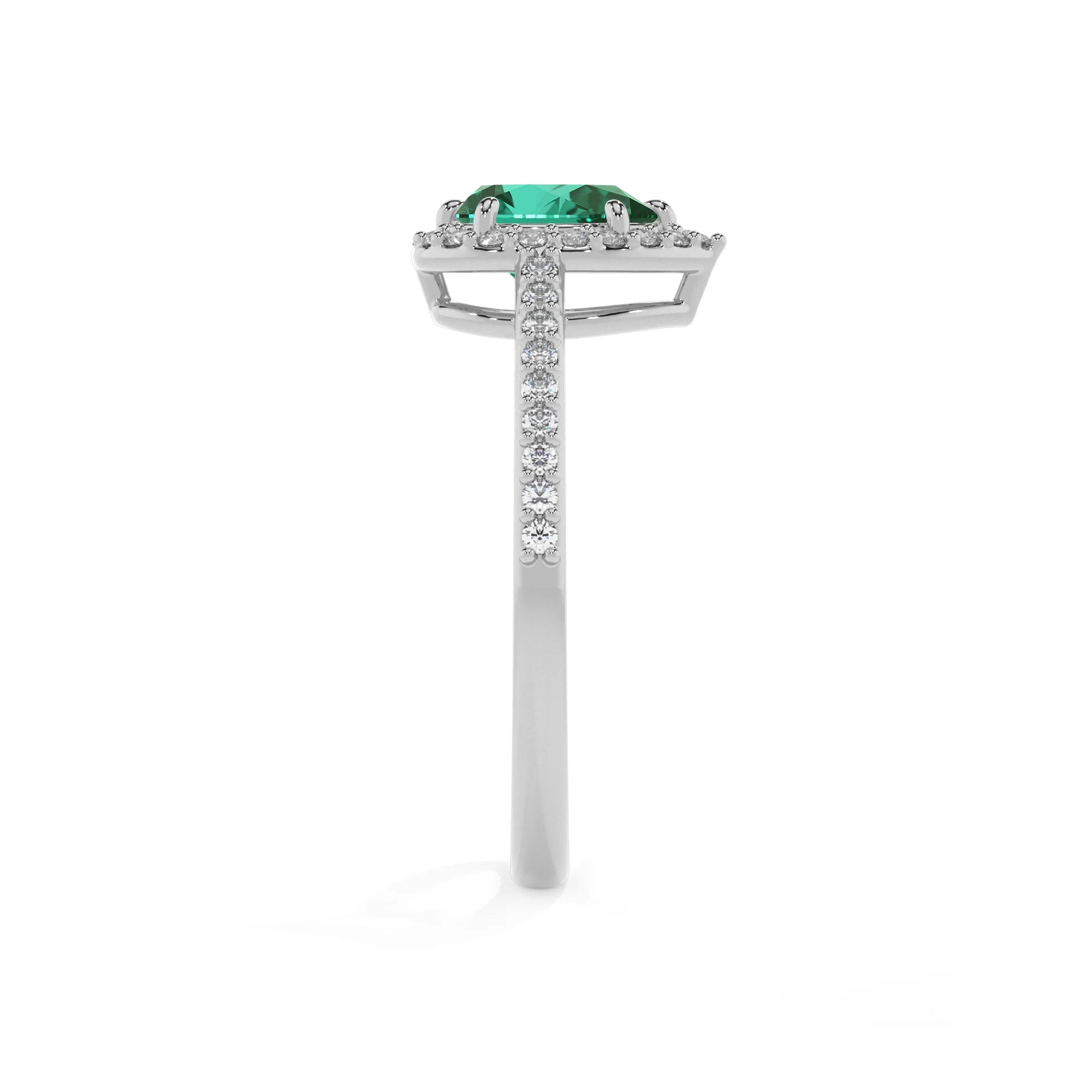 lab grown emerald pear solitaire rings in platinum