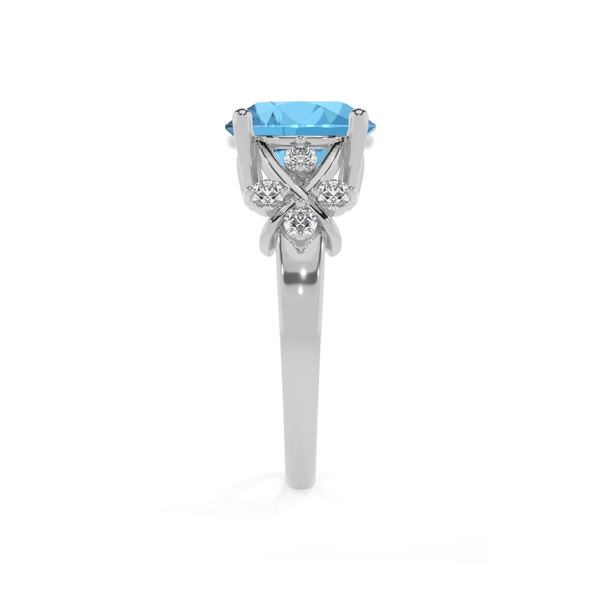natural swiss-blue-topaz round solitaire rings in platinum