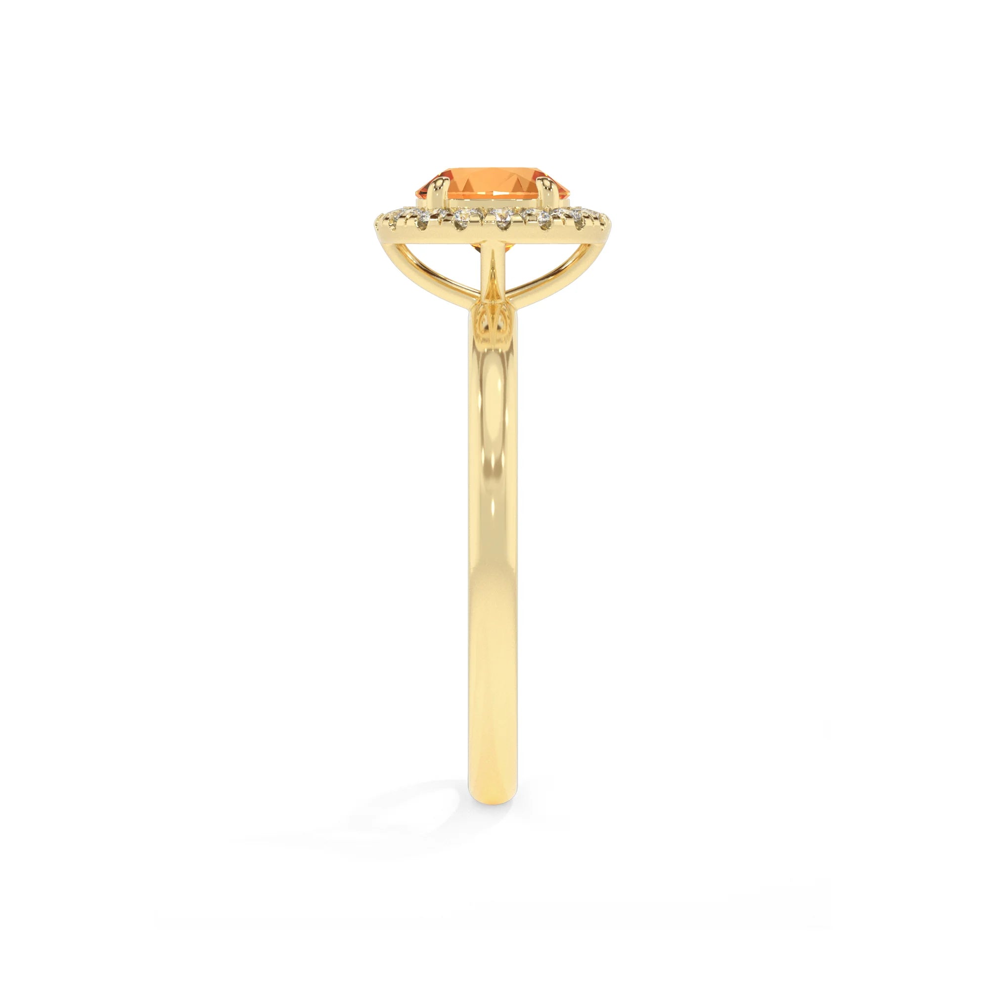 lab grown citrine round solitaire rings in yellow gold