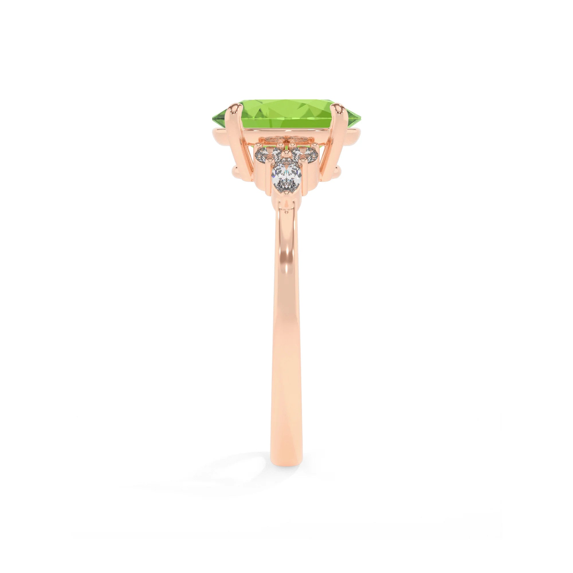 natural peridot oval solitaire rings in rose gold
