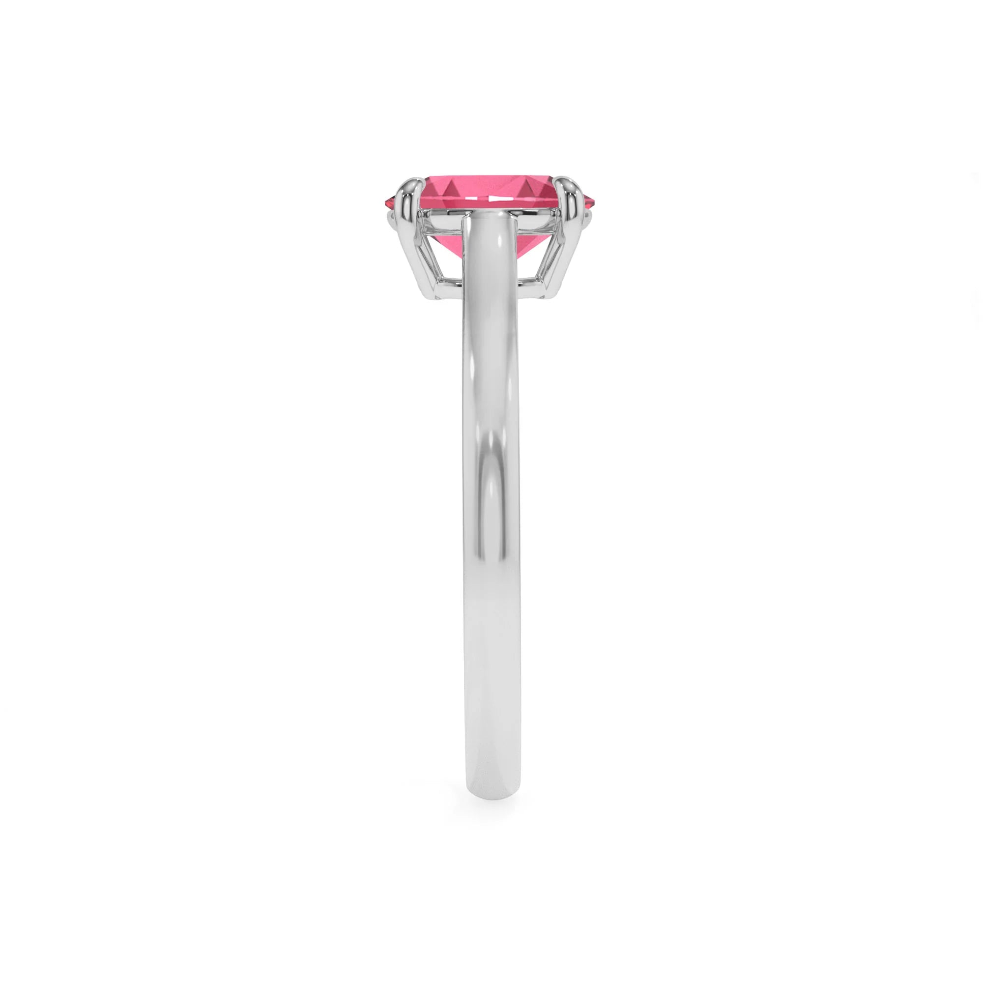 lab grown pink-tourmaline oval solitaire rings in sterling silver