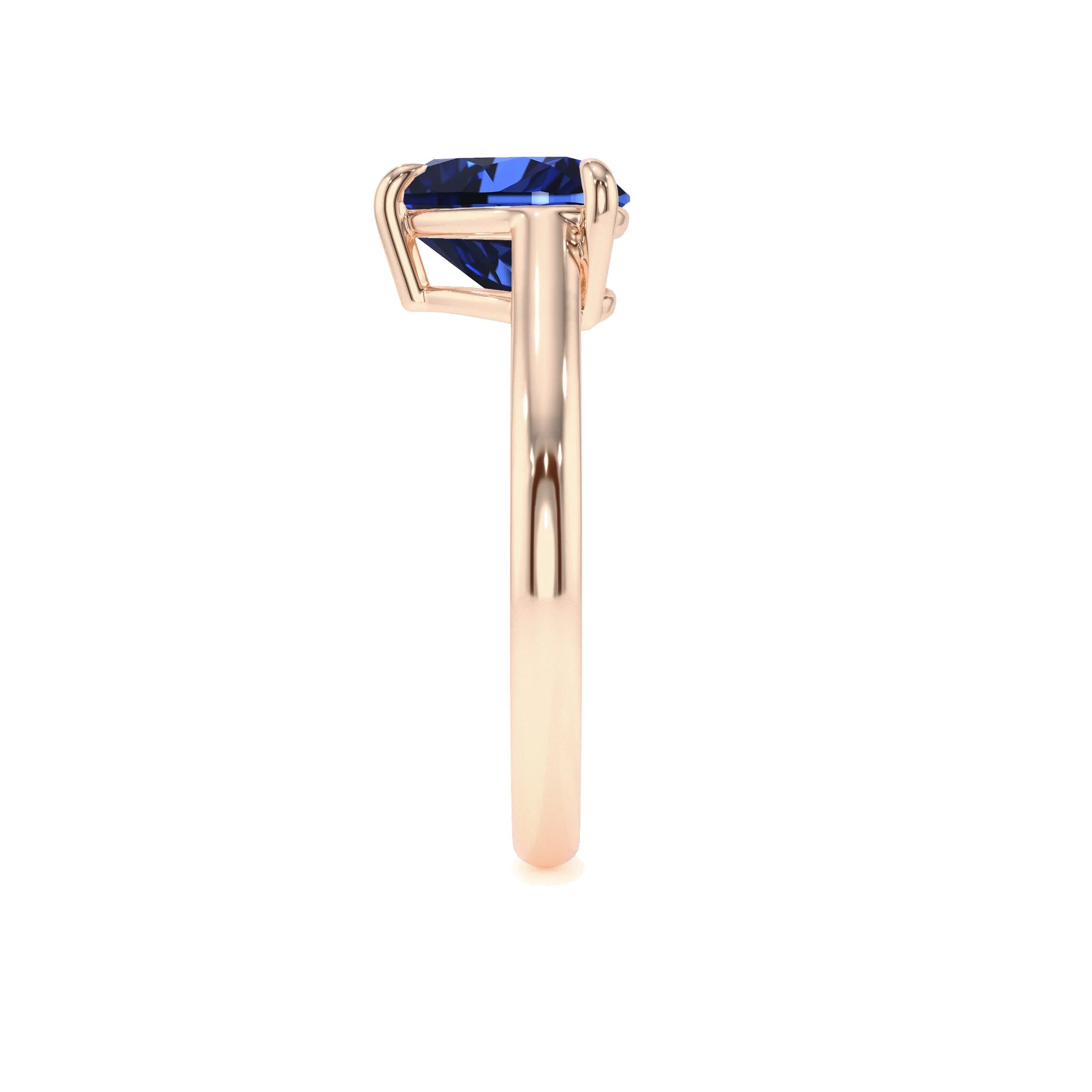 lab grown blue-sapphire heart solitaire rings in rose gold