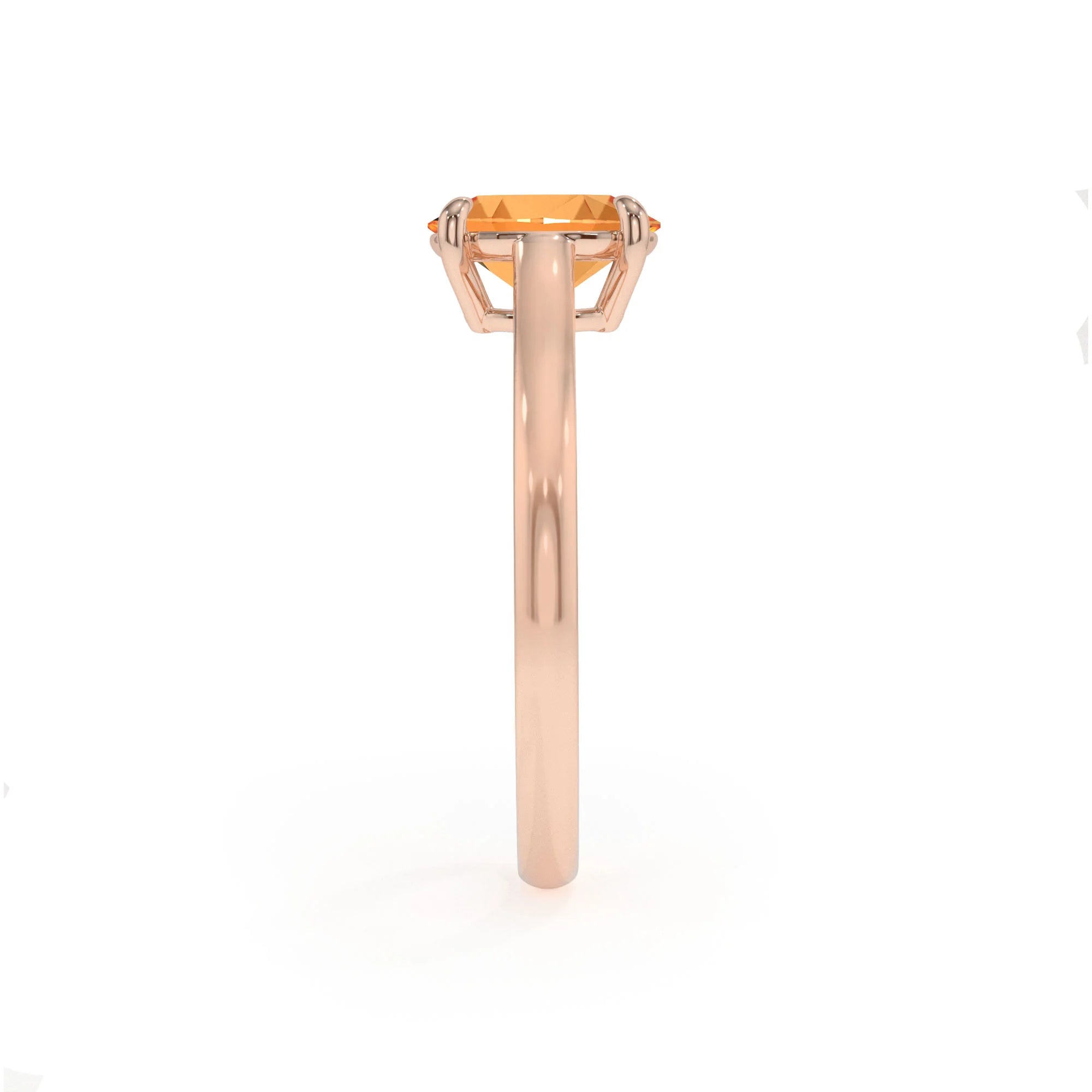 lab grown citrine oval solitaire rings in rose gold