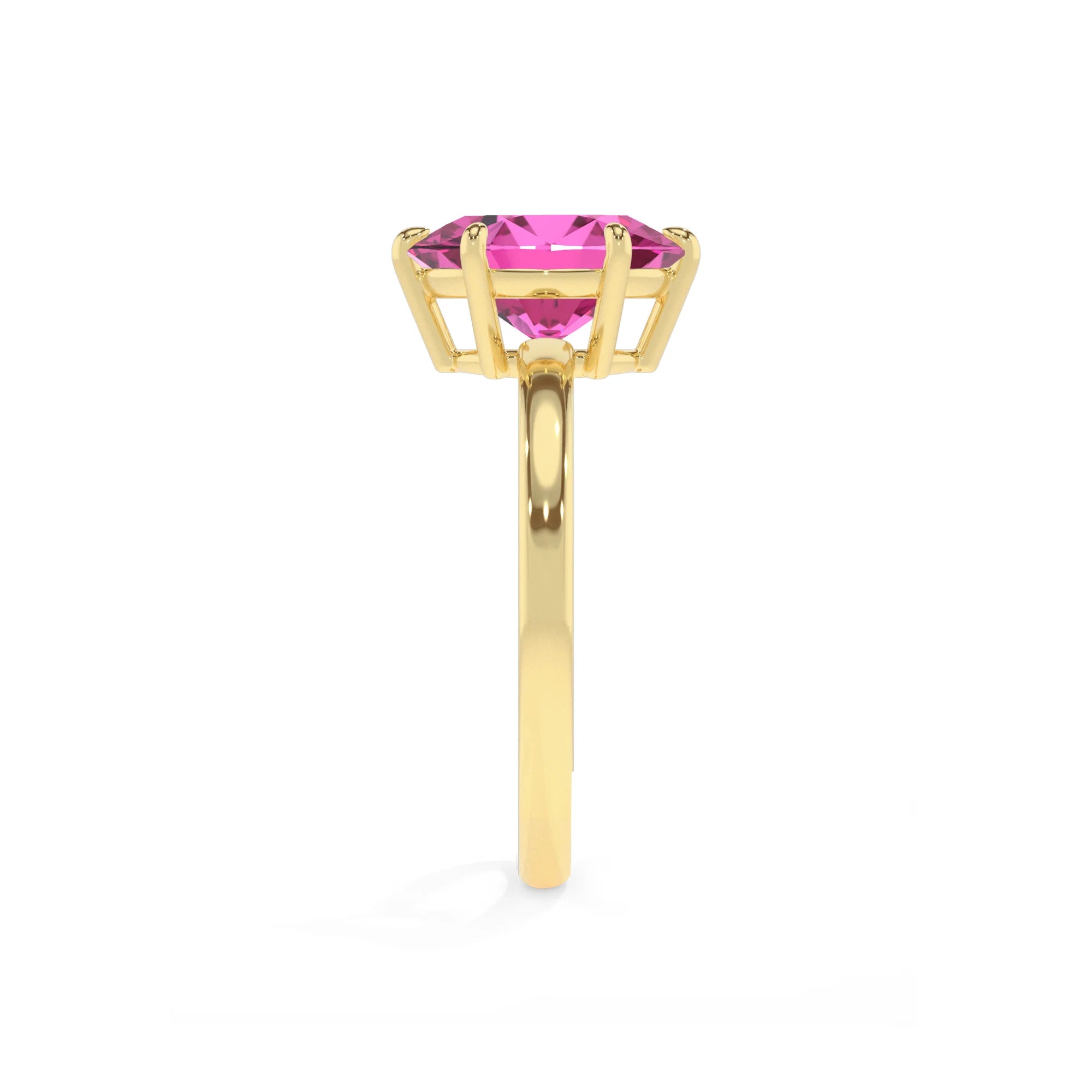 lab grown pink-sapphire oval solitaire rings in yellow gold