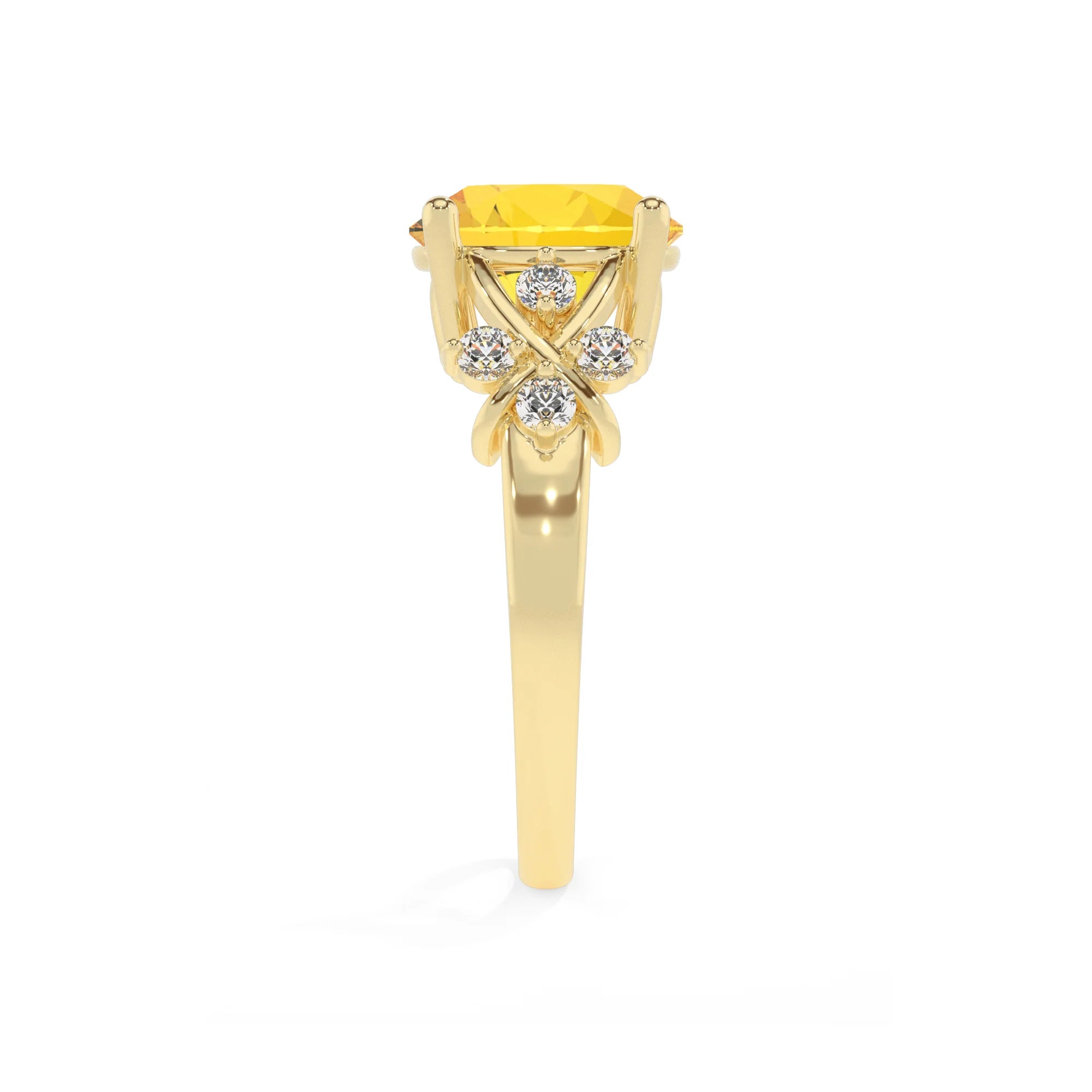 lab grown yellow-sapphire round solitaire rings in yellow gold