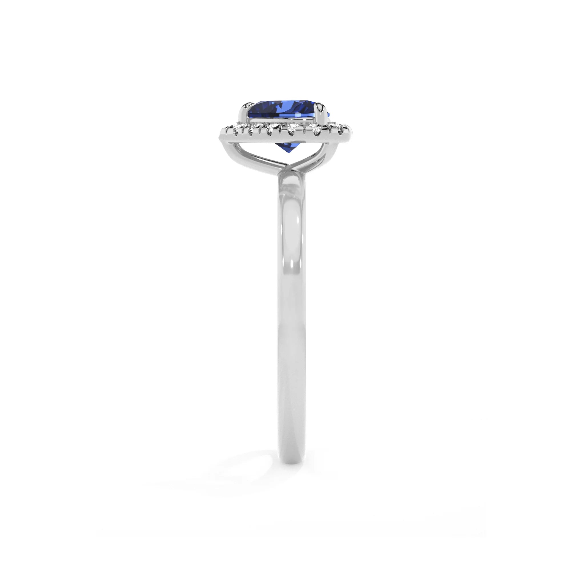 lab grown blue-sapphire heart solitaire rings in white gold