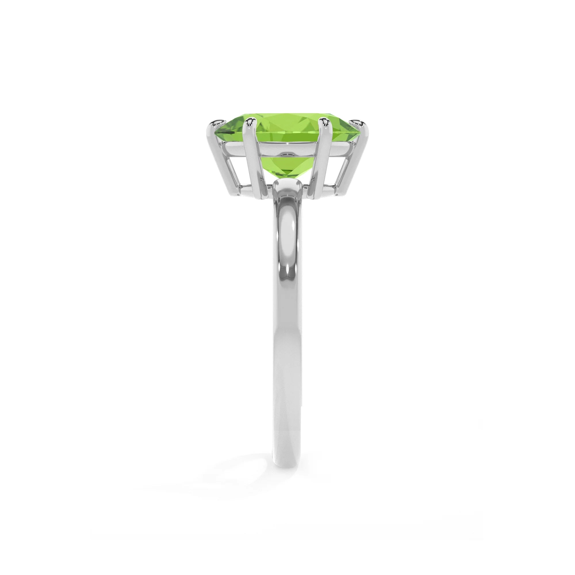 natural peridot oval solitaire rings in white gold