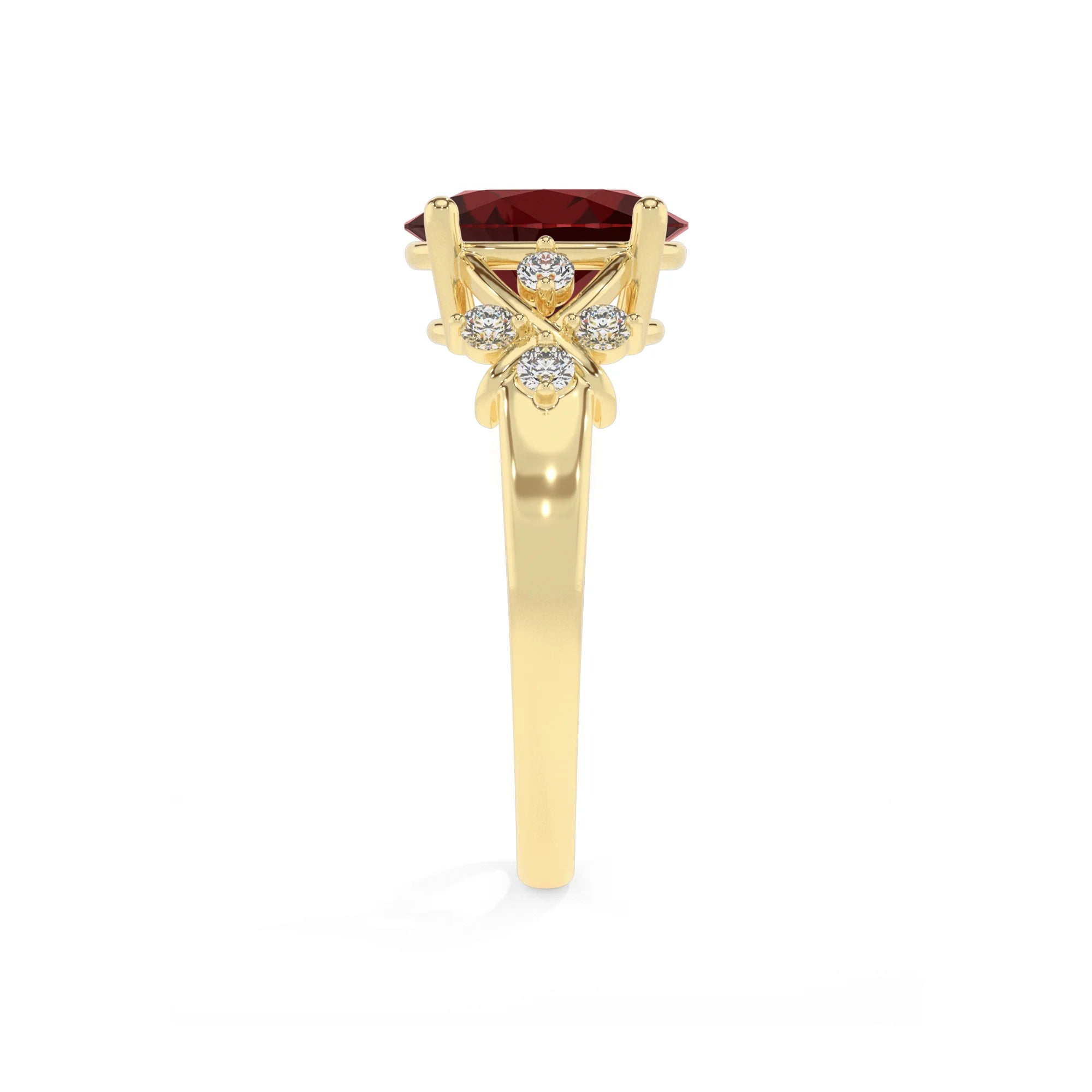 natural garnet oval solitaire rings in yellow gold