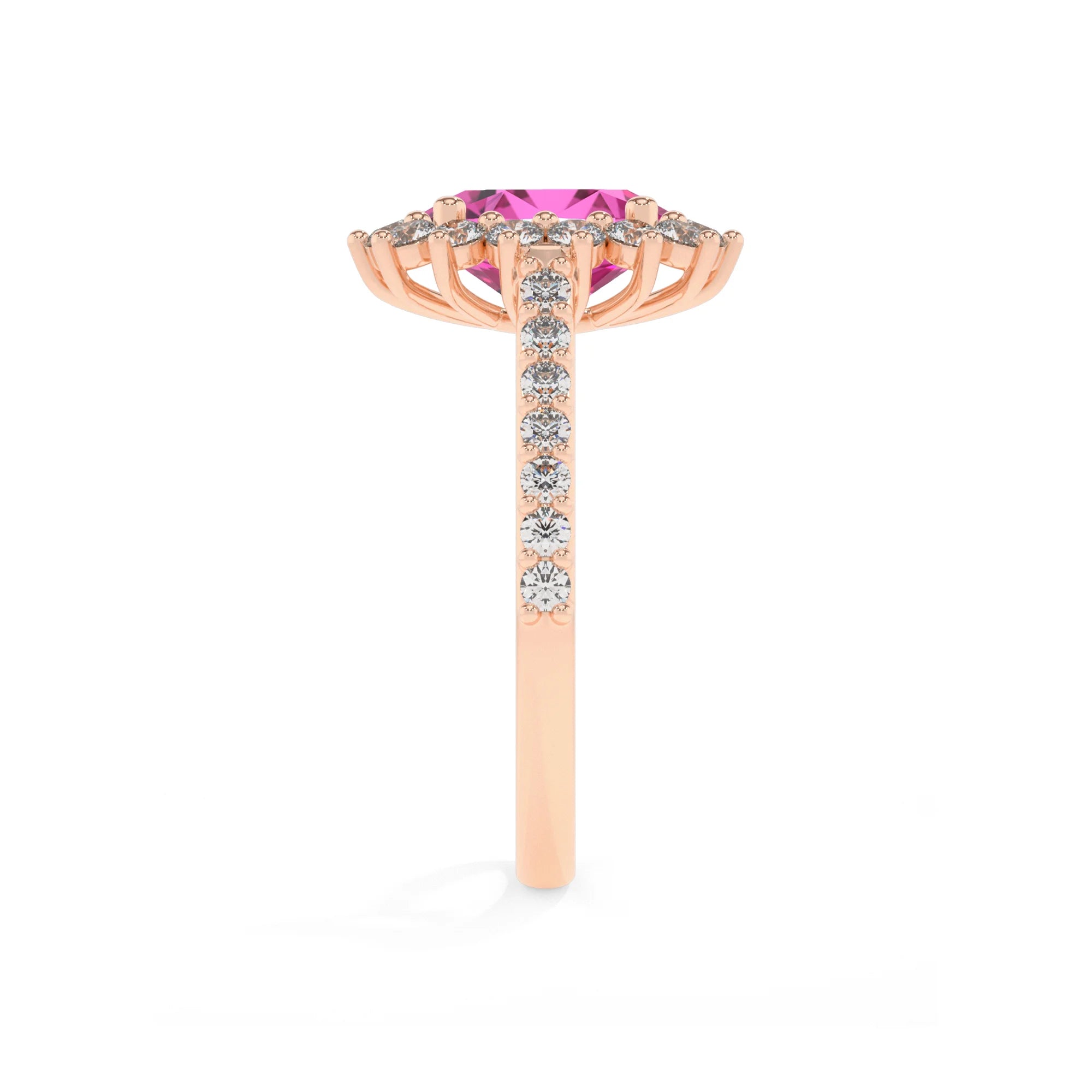 lab grown pink-sapphire oval solitaire rings in rose gold