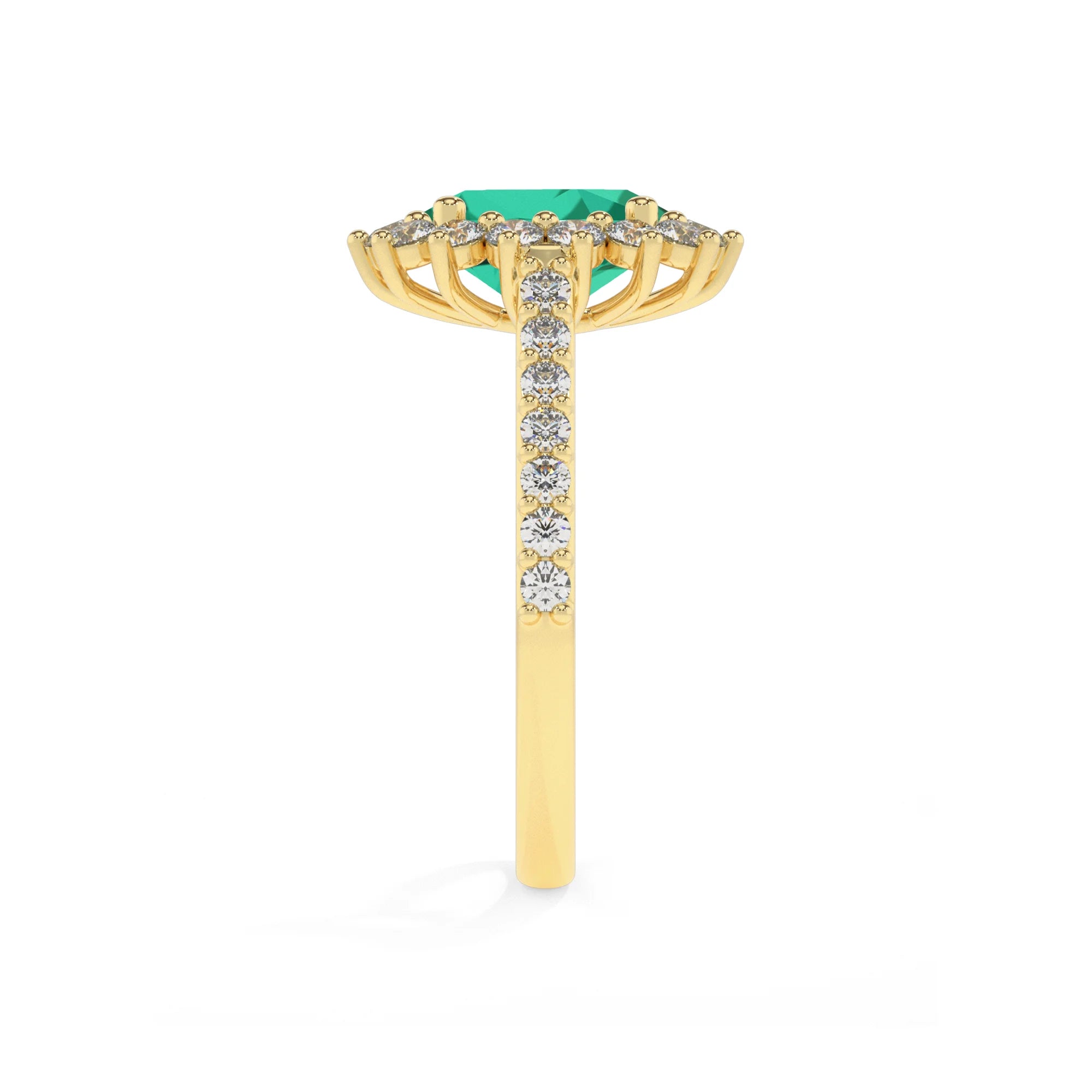 lab grown emerald oval solitaire rings in yellow gold