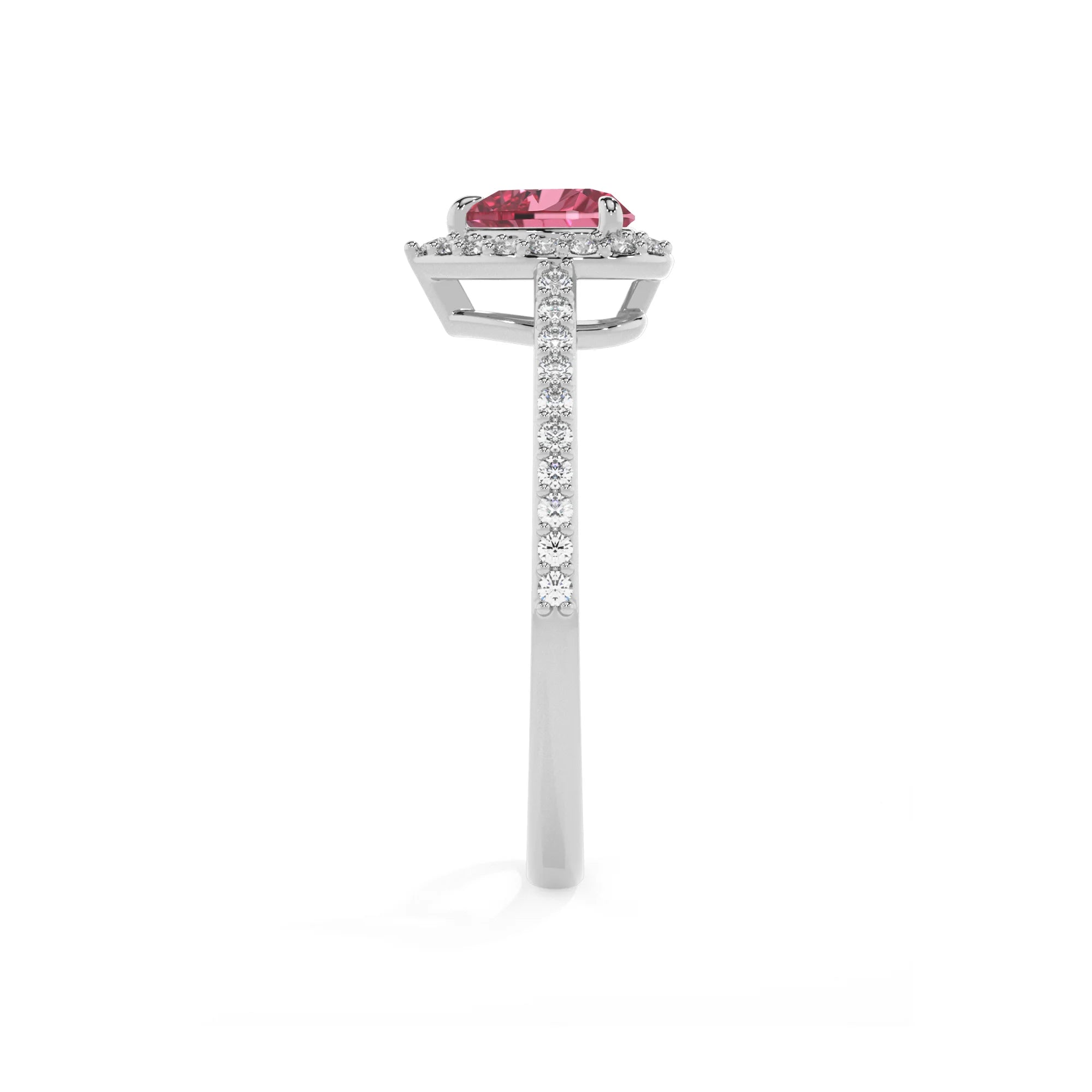 lab grown pink-tourmaline heart solitaire rings in sterling silver