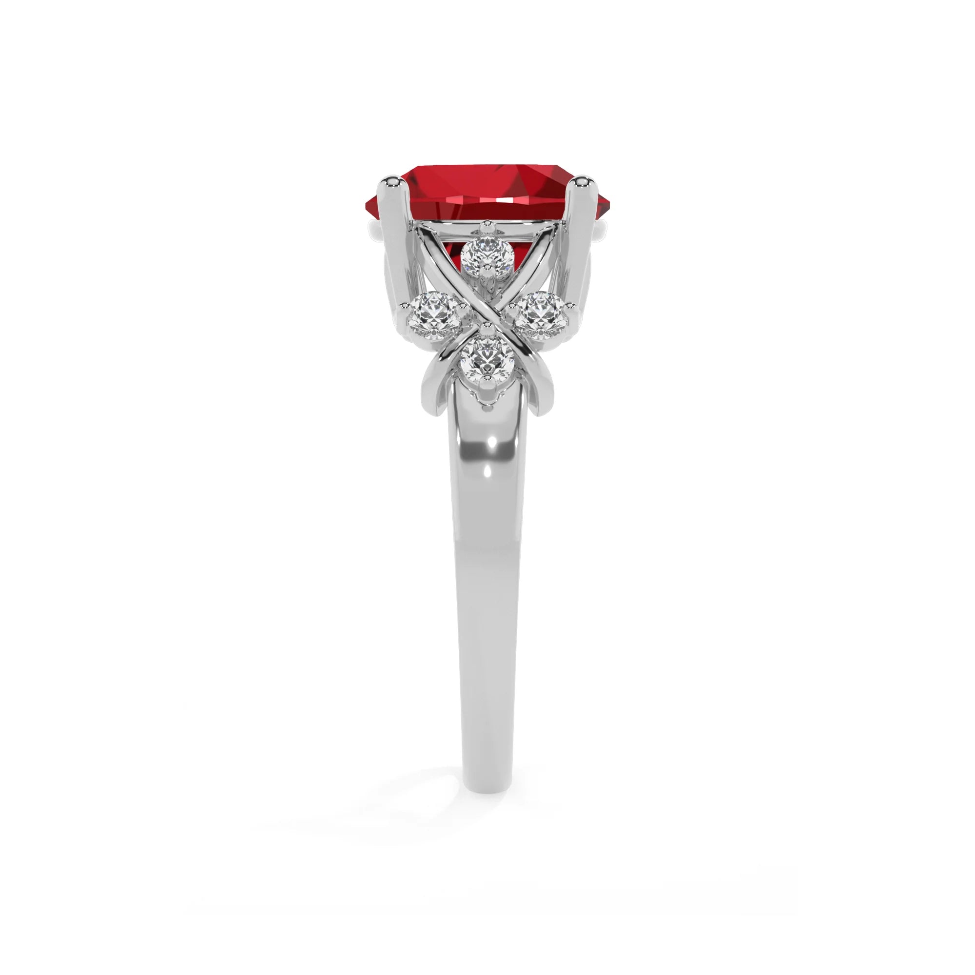 lab grown ruby round solitaire rings in platinum