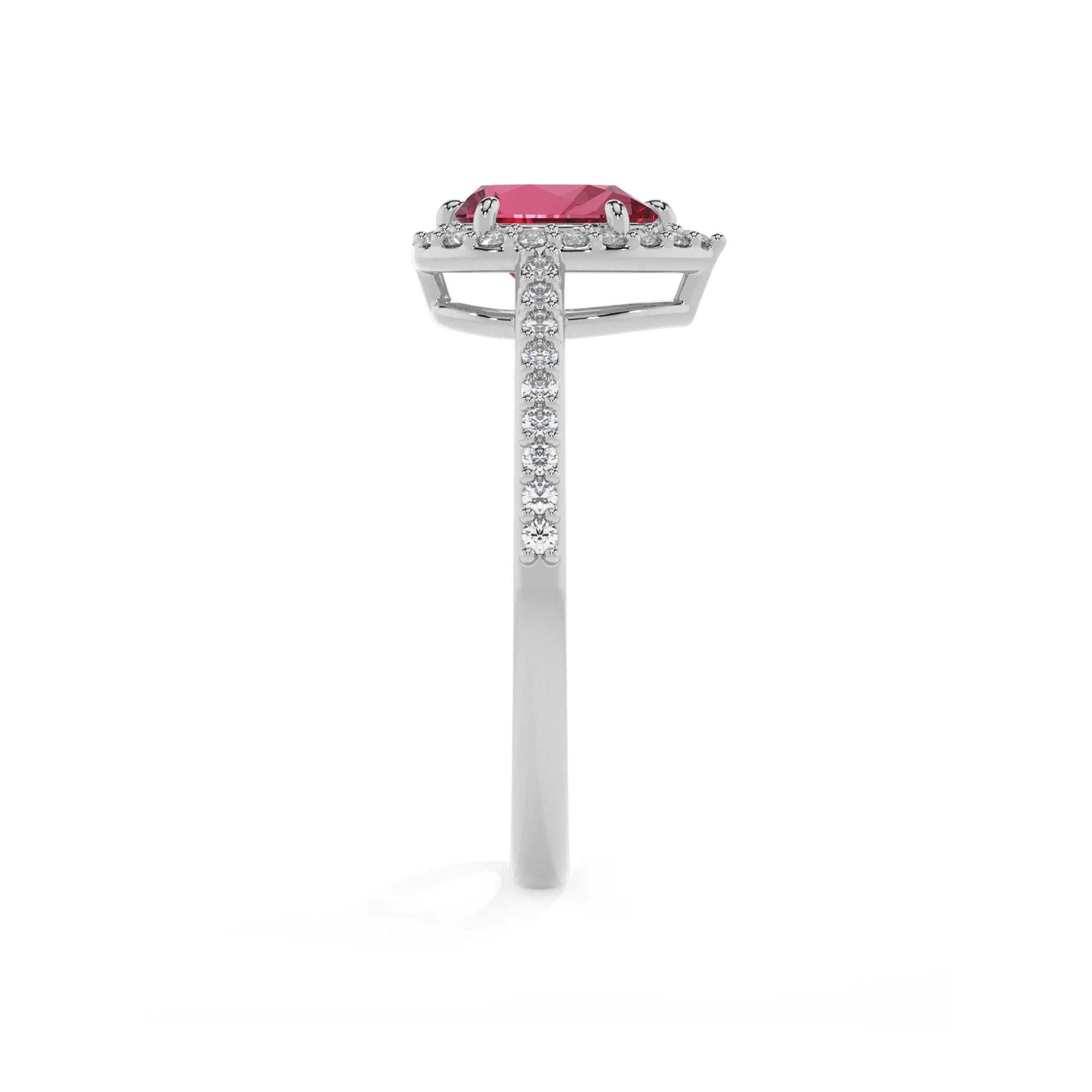 lab grown pink-tourmaline pear solitaire rings in white gold