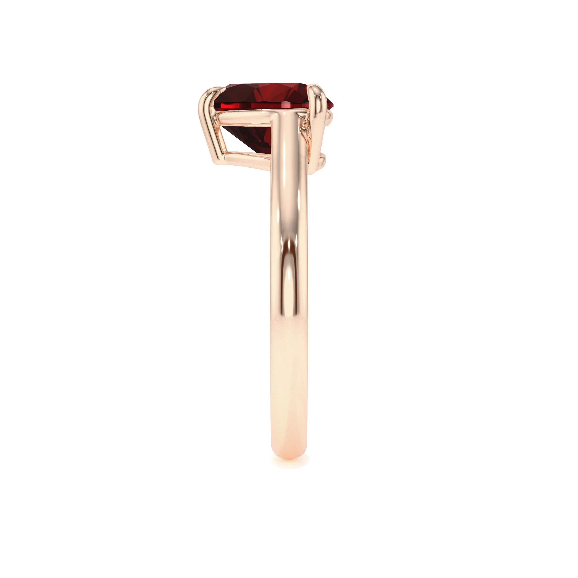 natural garnet heart solitaire rings in rose gold