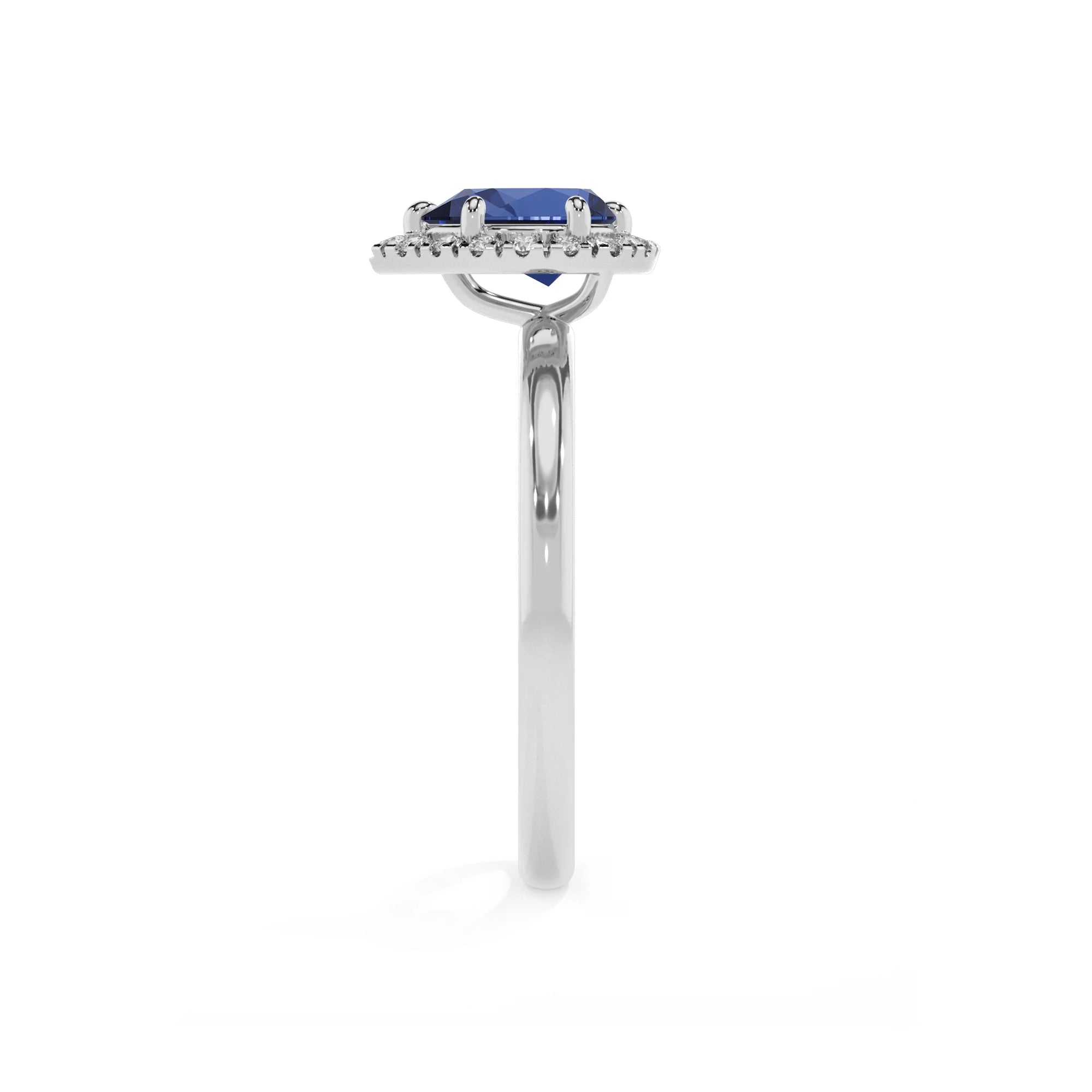lab grown blue-sapphire pear solitaire rings in sterling silver