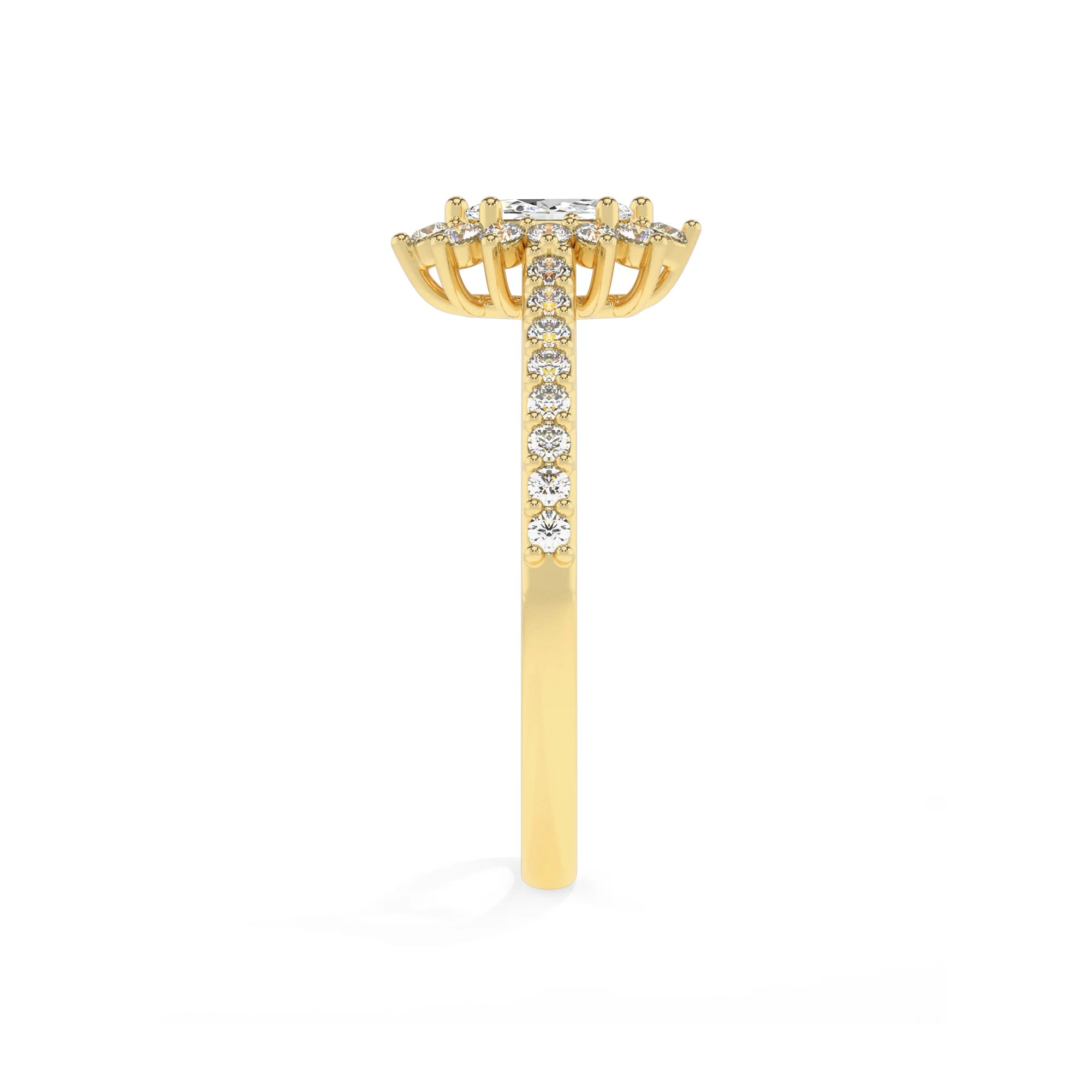 lab grown moissanite marquise solitaire rings in yellow gold