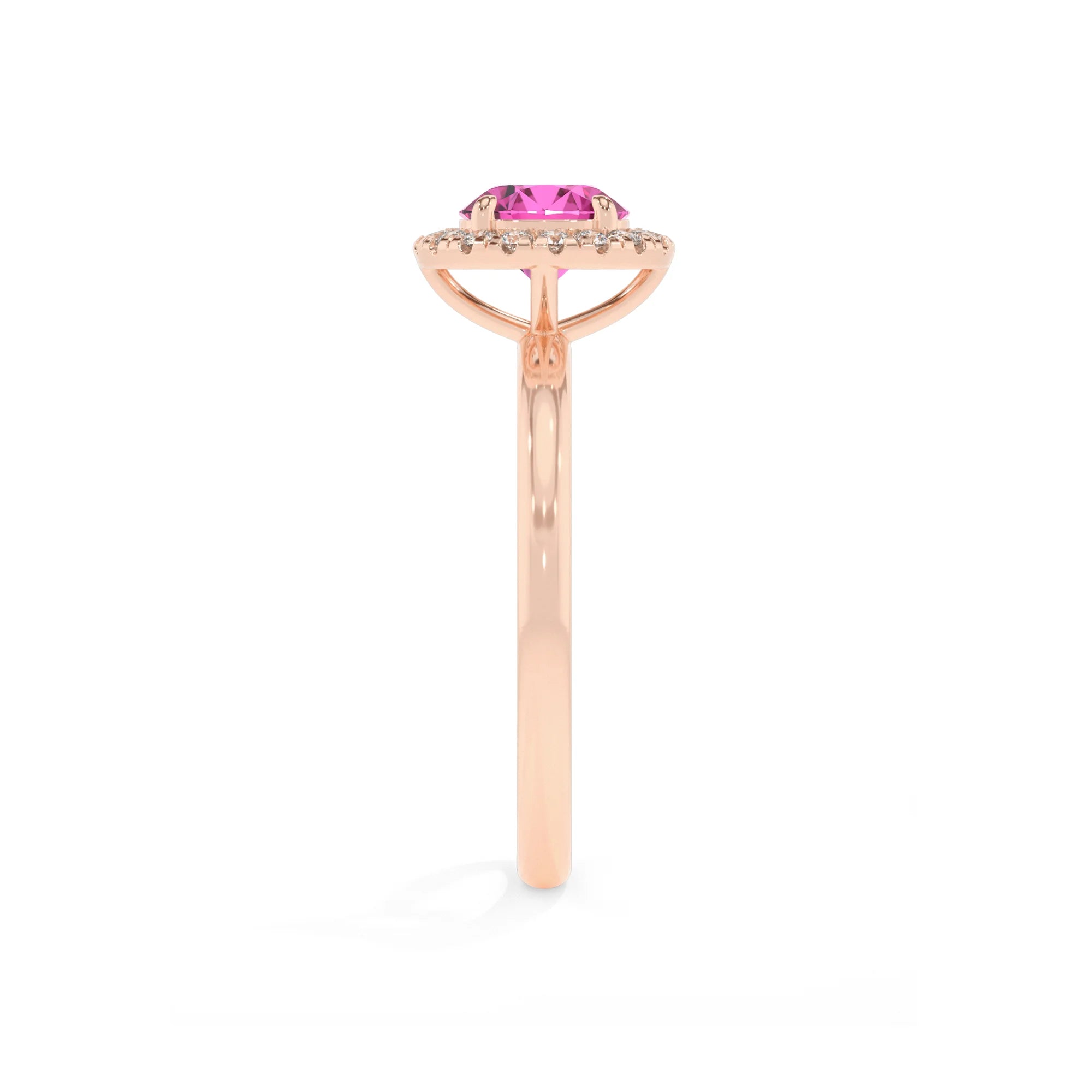 lab grown pink-sapphire round solitaire rings in rose gold
