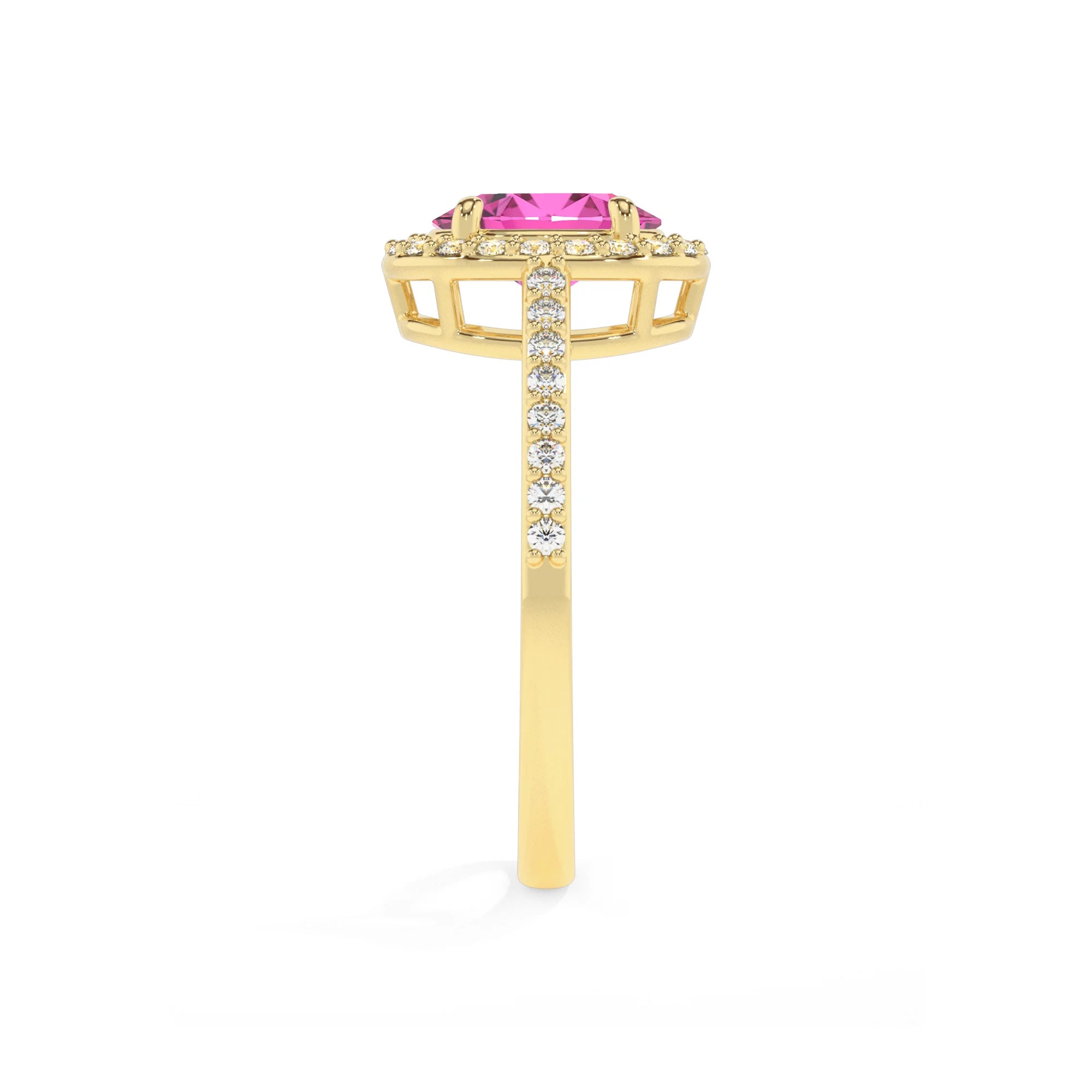 lab grown pink-sapphire oval solitaire rings in yellow gold