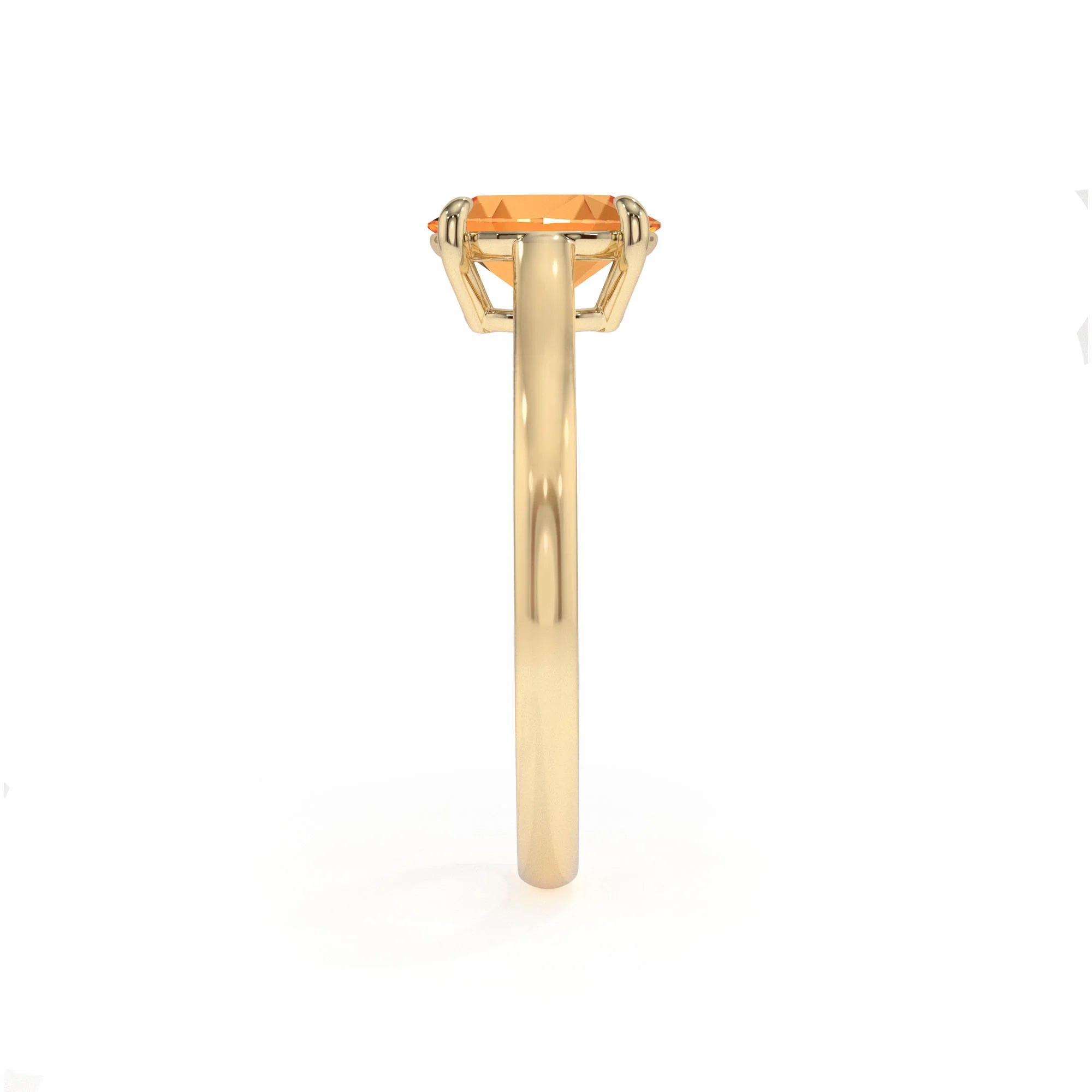 lab grown citrine oval solitaire rings in yellow gold