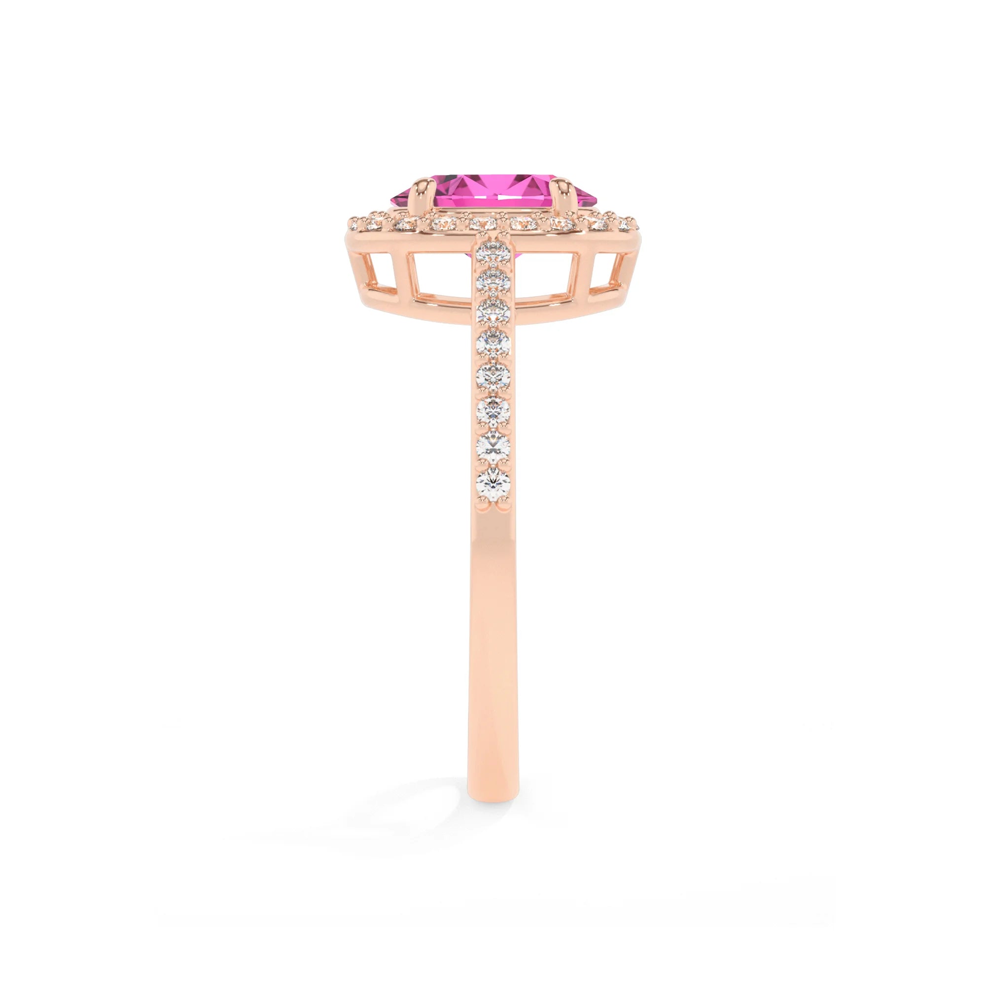 lab grown pink-sapphire oval solitaire rings in rose gold