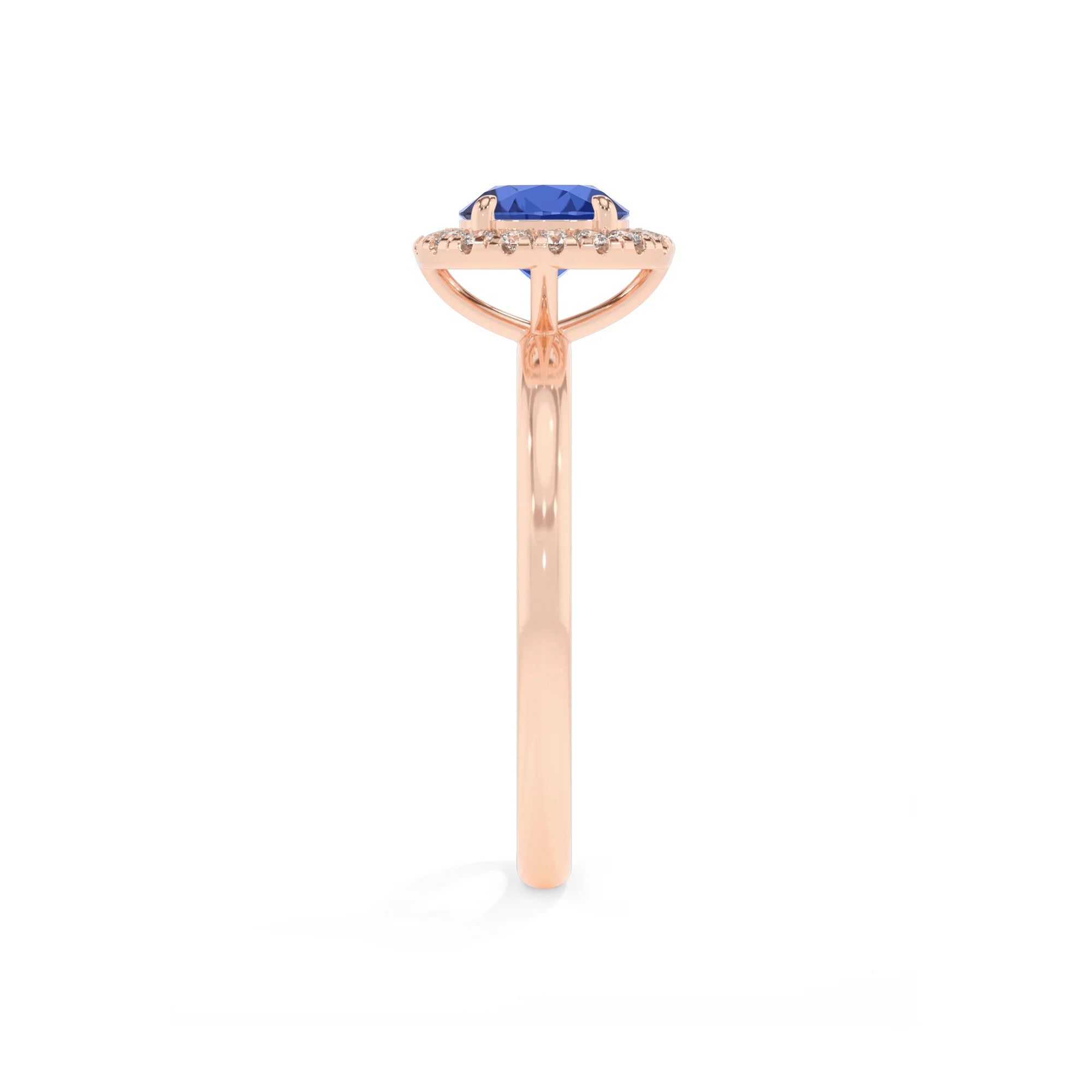 lab grown blue-sapphire round solitaire rings in rose gold