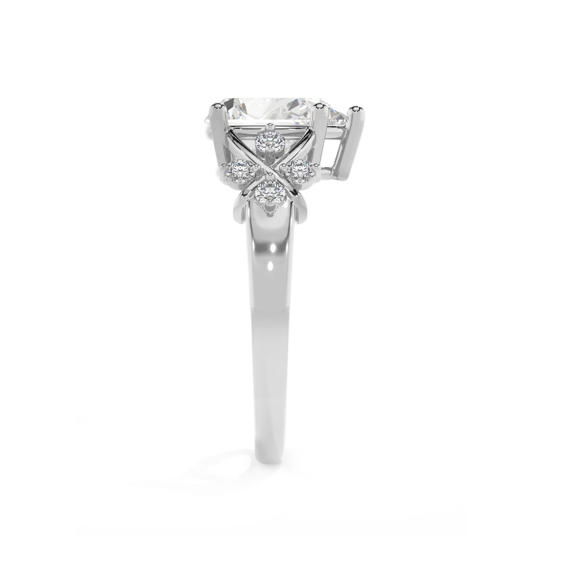 lab grown moissanite pear solitaire rings in platinum
