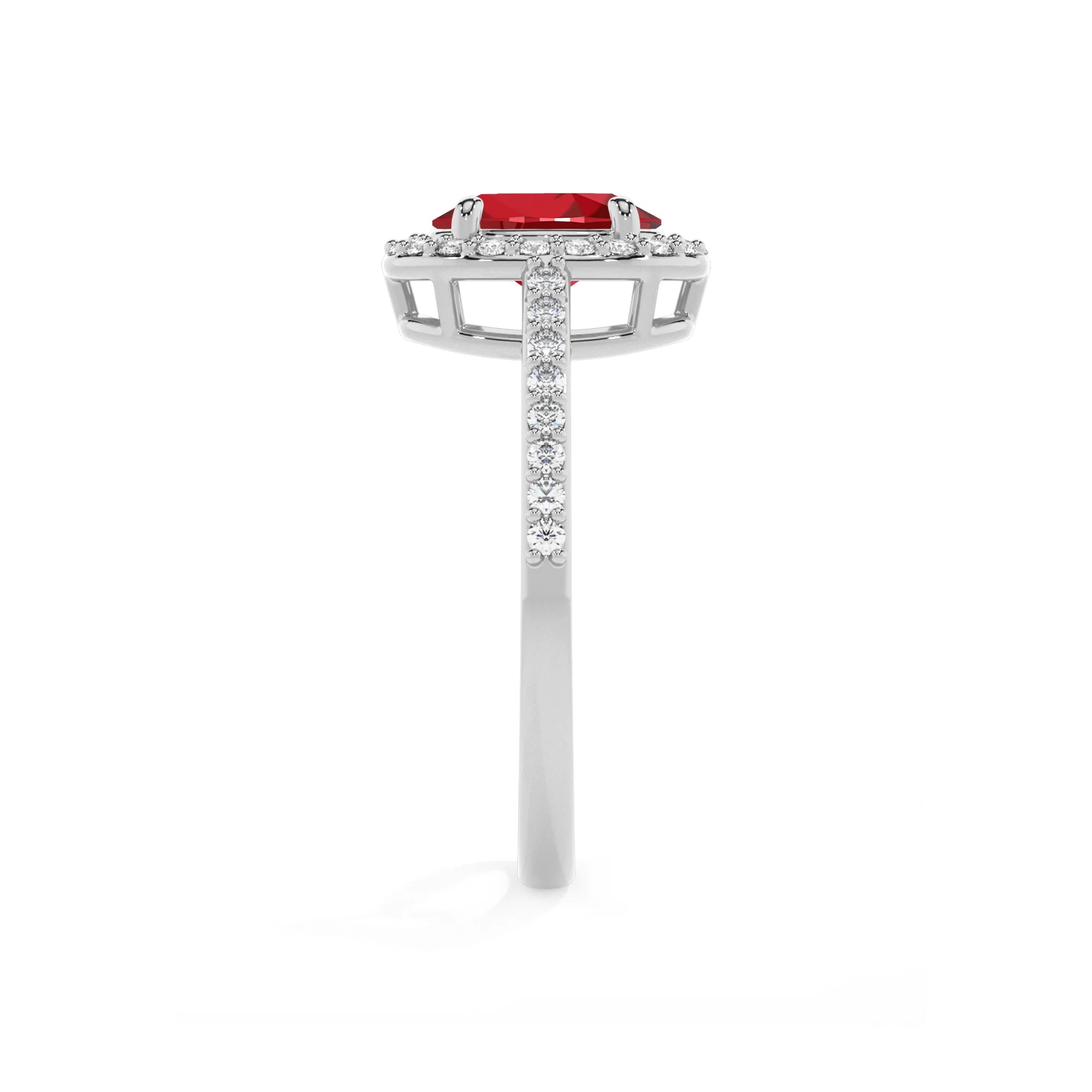 lab grown ruby oval solitaire rings in sterling silver