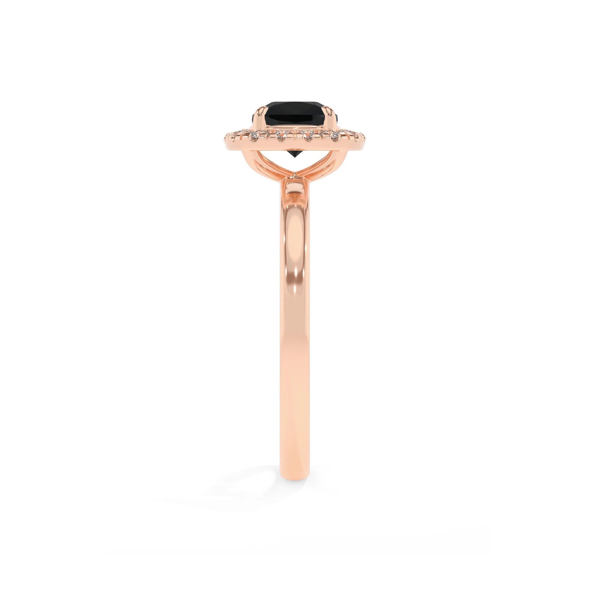 natural black-onyx cushion solitaire rings in rose gold