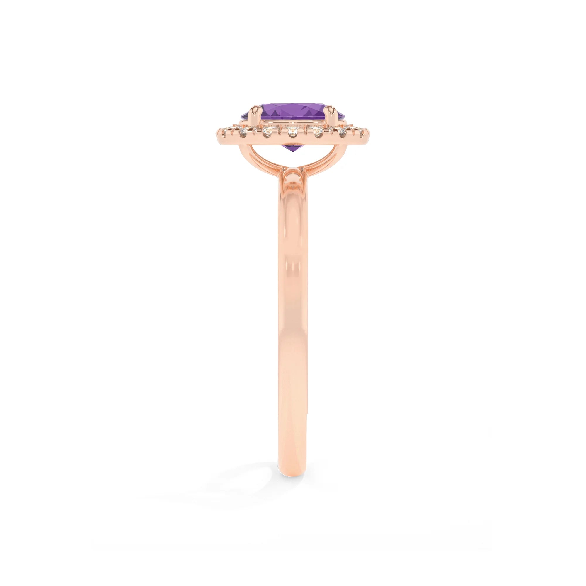 lab grown amethyst oval solitaire rings in rose gold