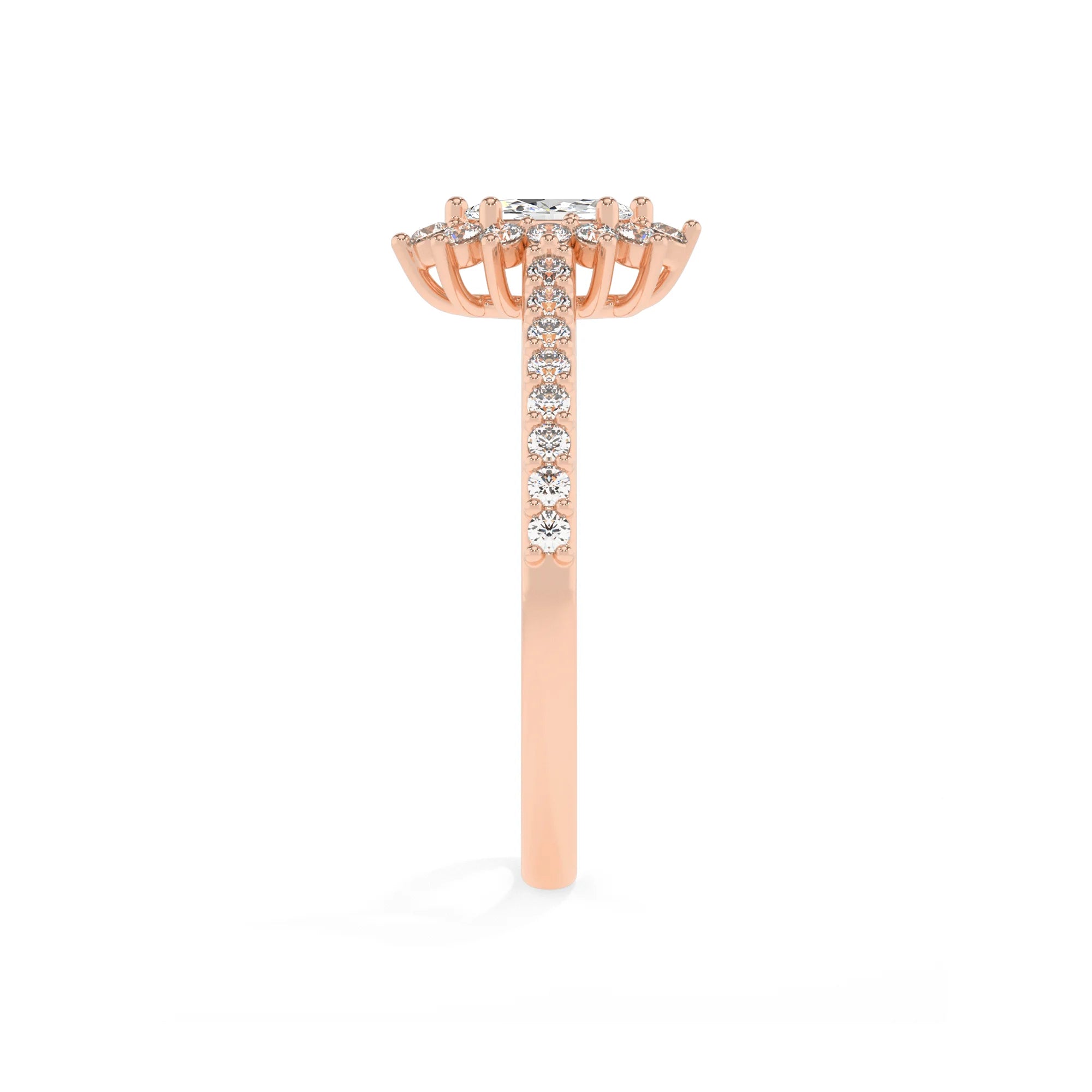 lab grown moissanite marquise solitaire rings in rose gold