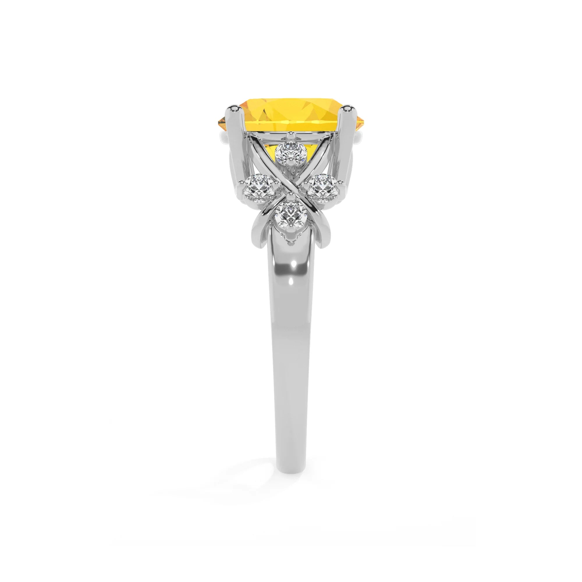 lab grown yellow-sapphire round solitaire rings in platinum