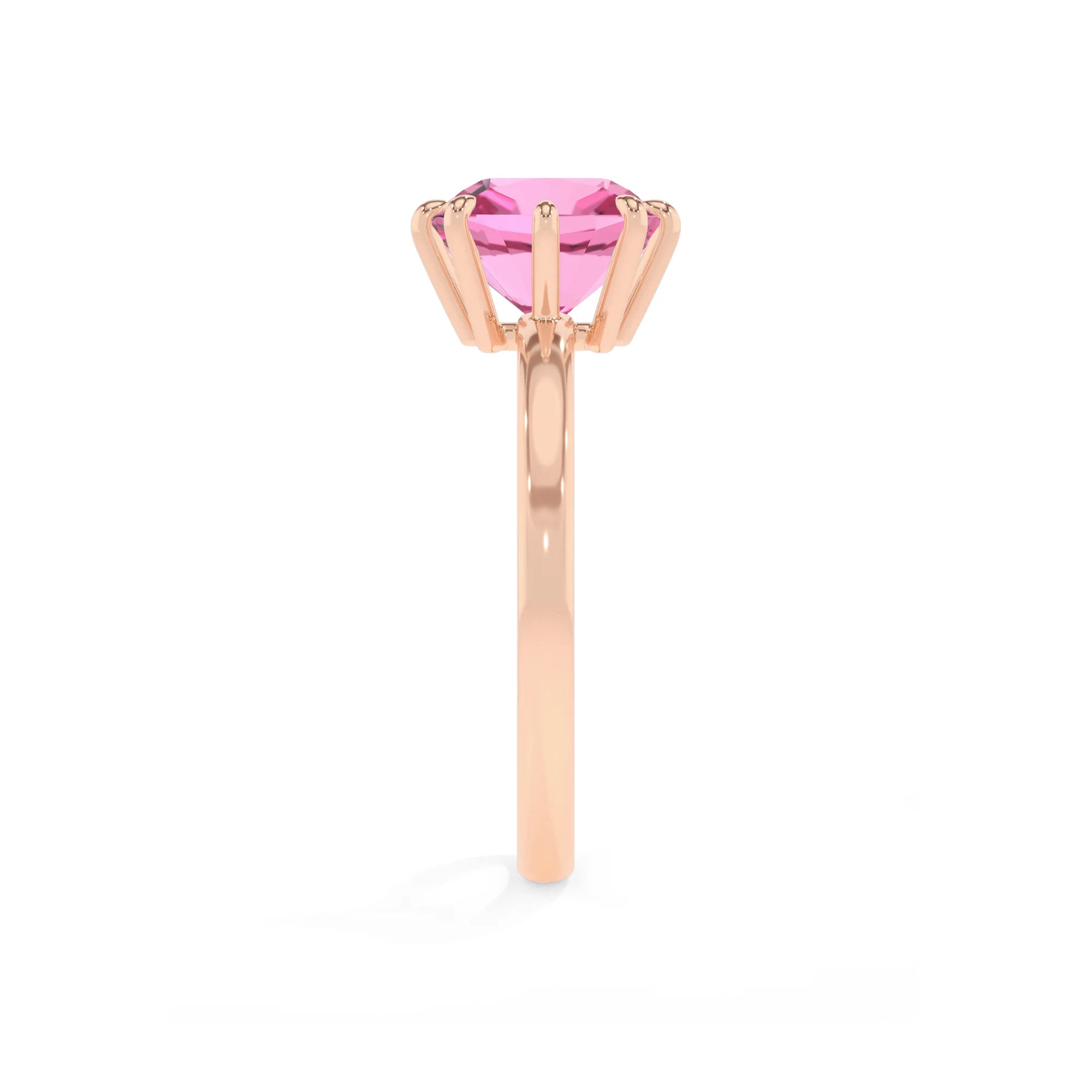 lab grown pink-sapphire cushion solitaire rings in rose gold