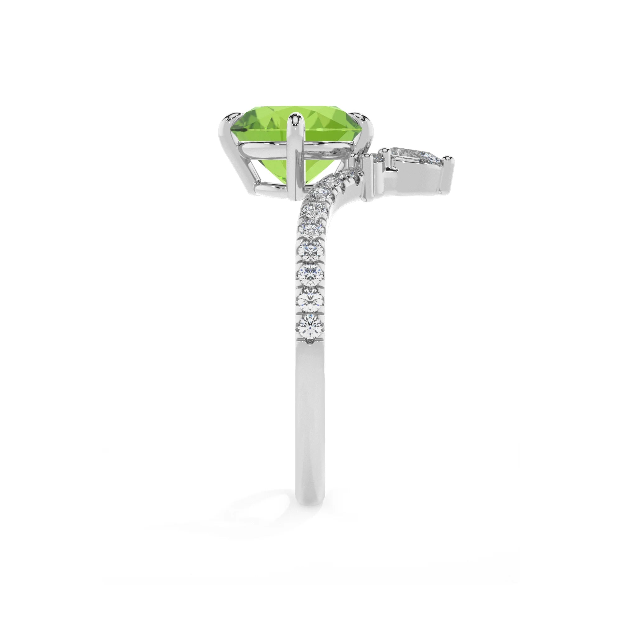 natural peridot round solitaire rings in sterling silver