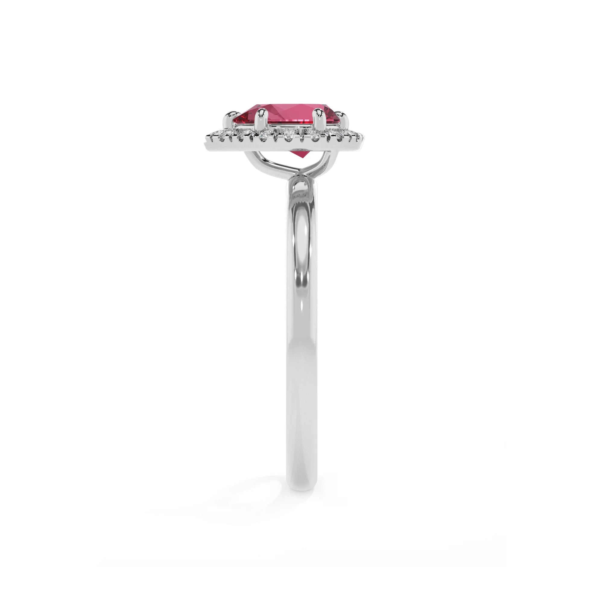 lab grown pink-tourmaline pear solitaire rings in platinum