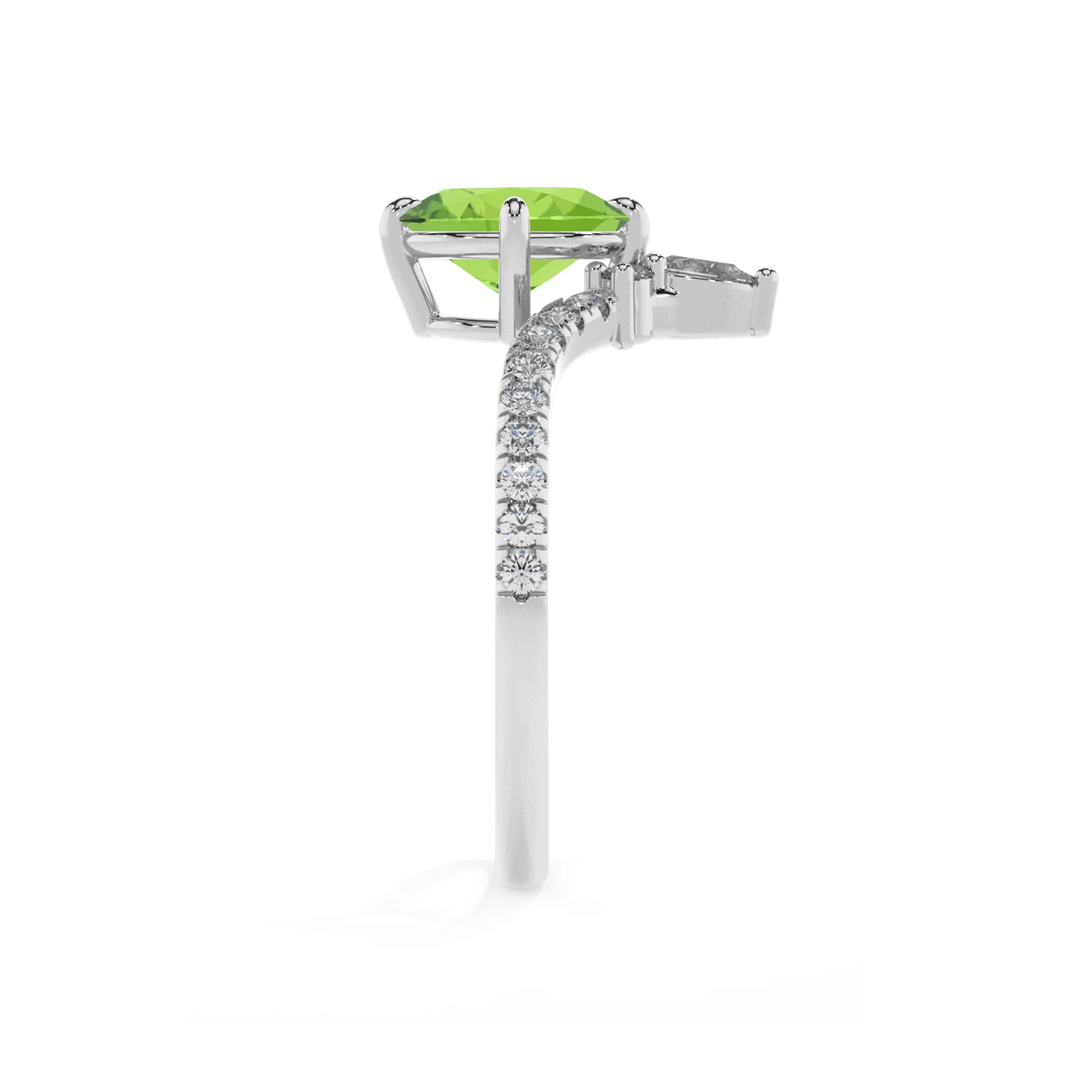 natural peridot oval solitaire rings in platinum